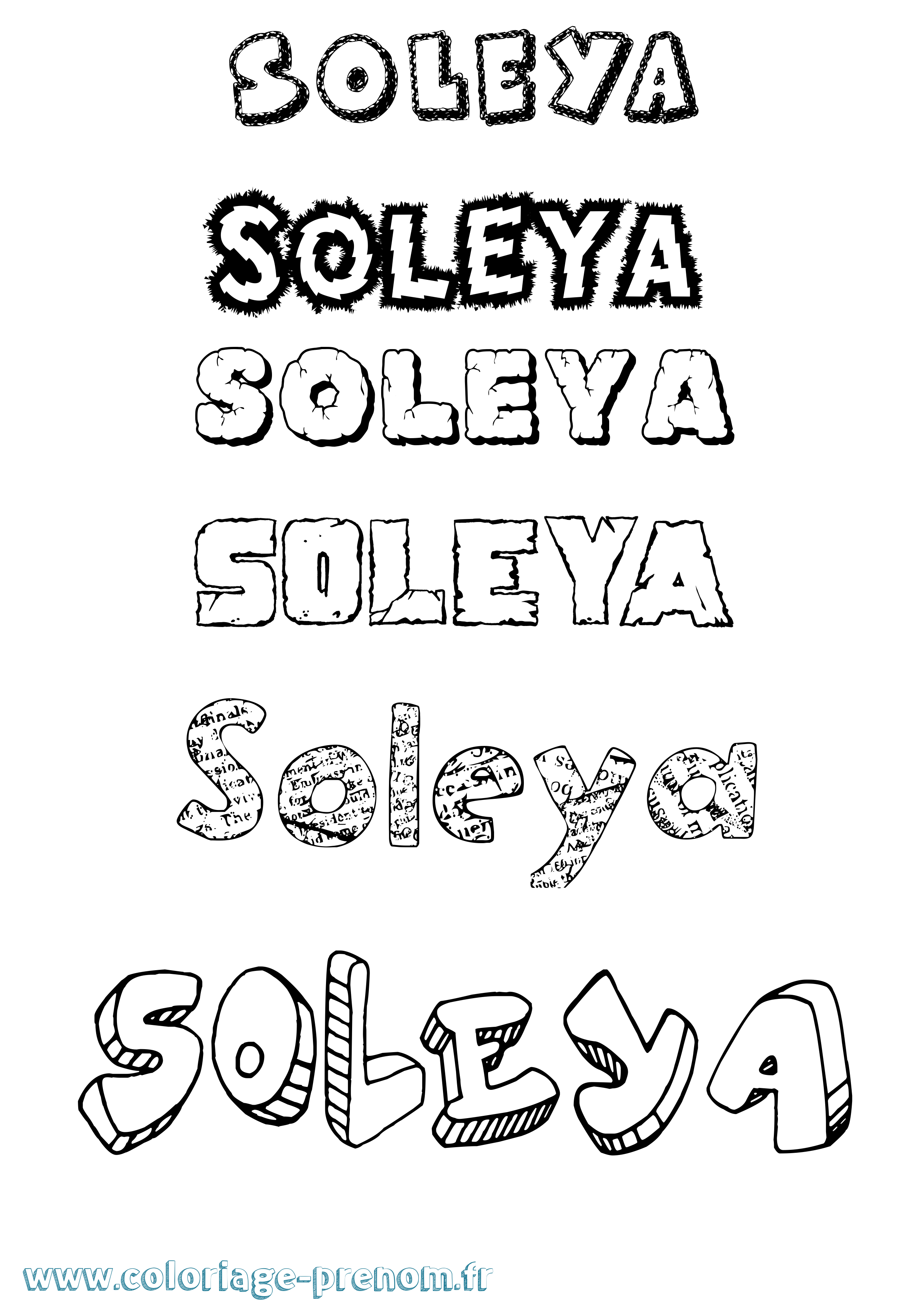 Coloriage Soleya Destructuré Coloriage prénom Soleya Destructuré