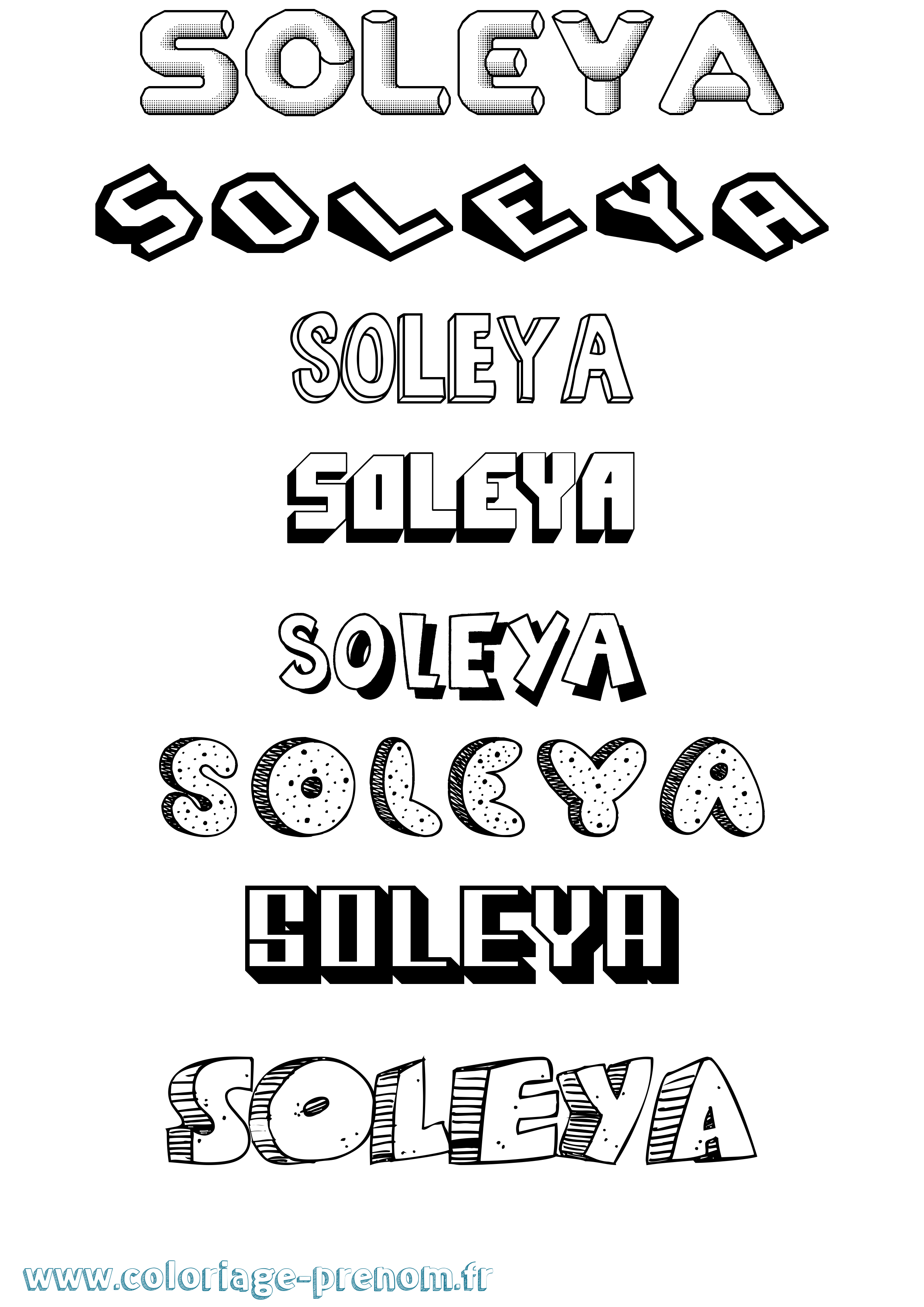 Coloriage Soleya Effet 3D Coloriage prénom Soleya Effet 3D