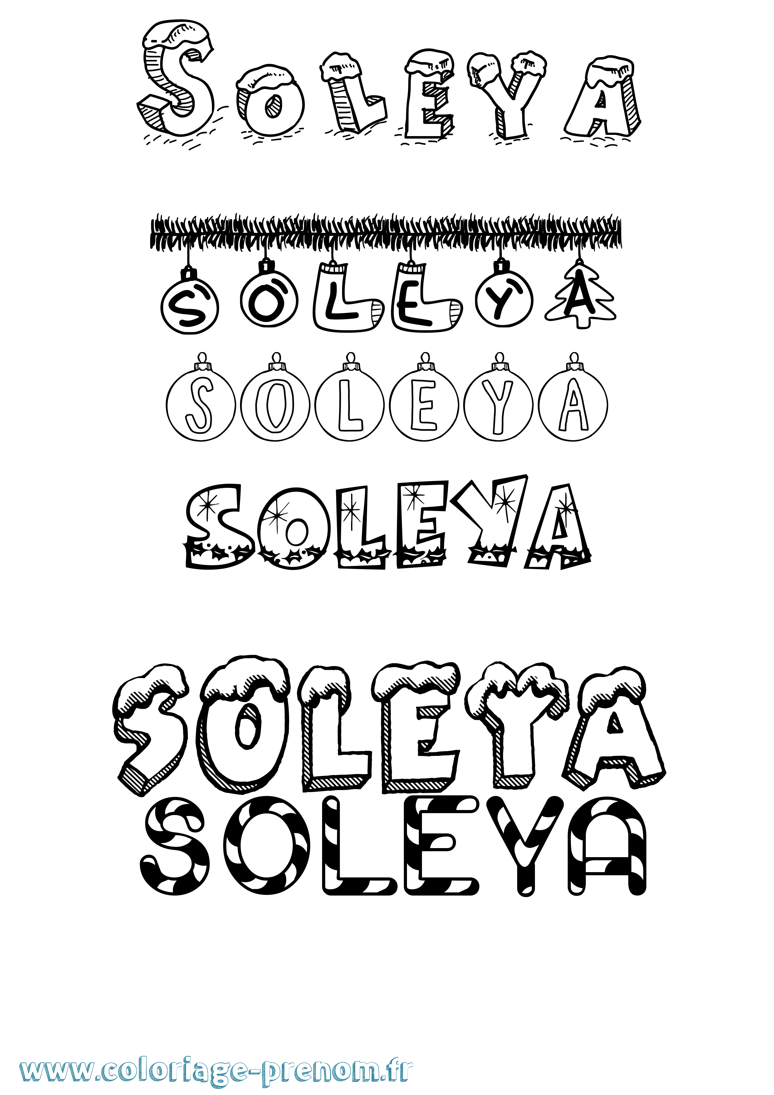 Coloriage Soleya Noël Coloriage prénom Soleya Noël