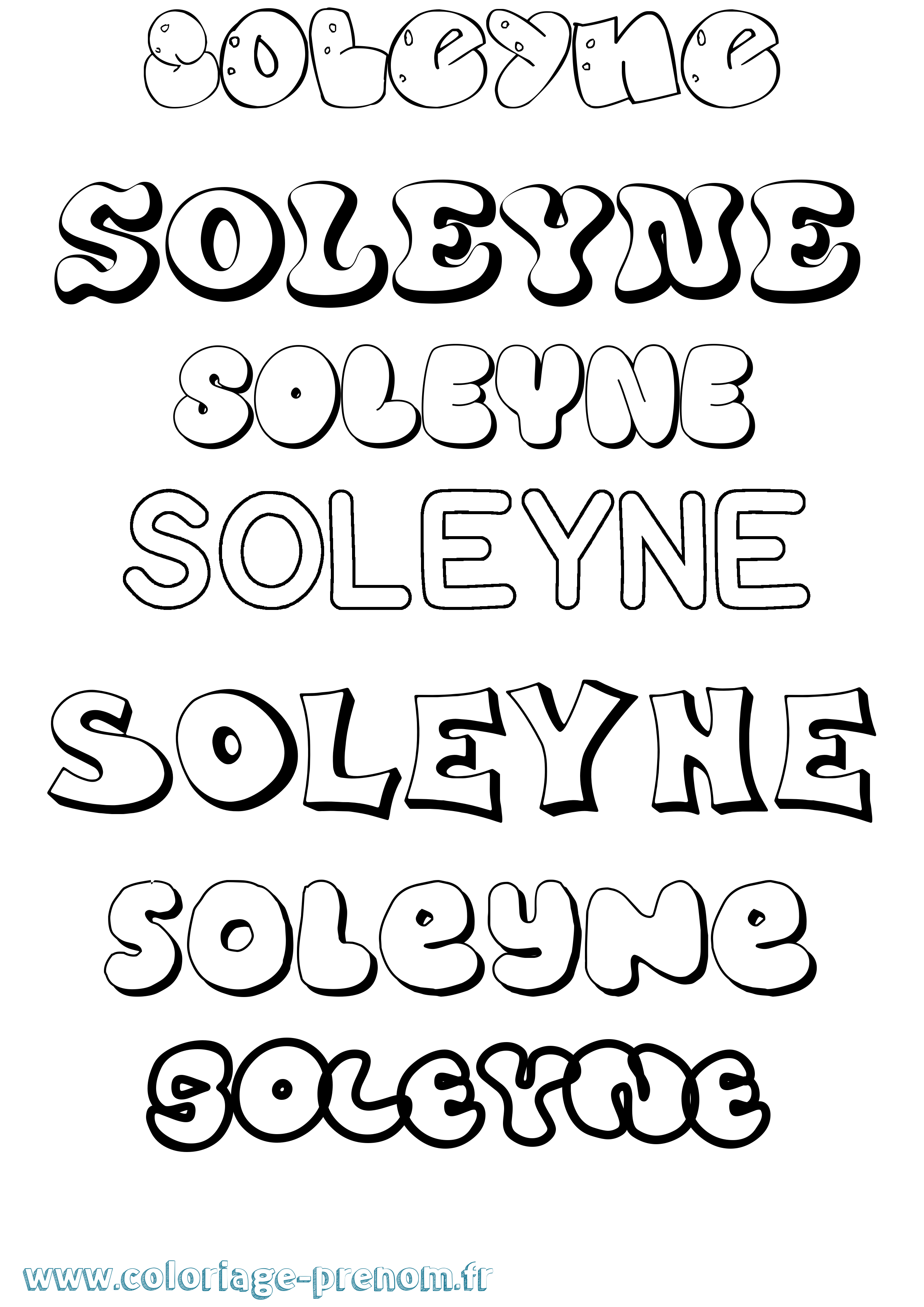 Coloriage Soleyne Bubble Coloriage prénom Soleyne Bubble