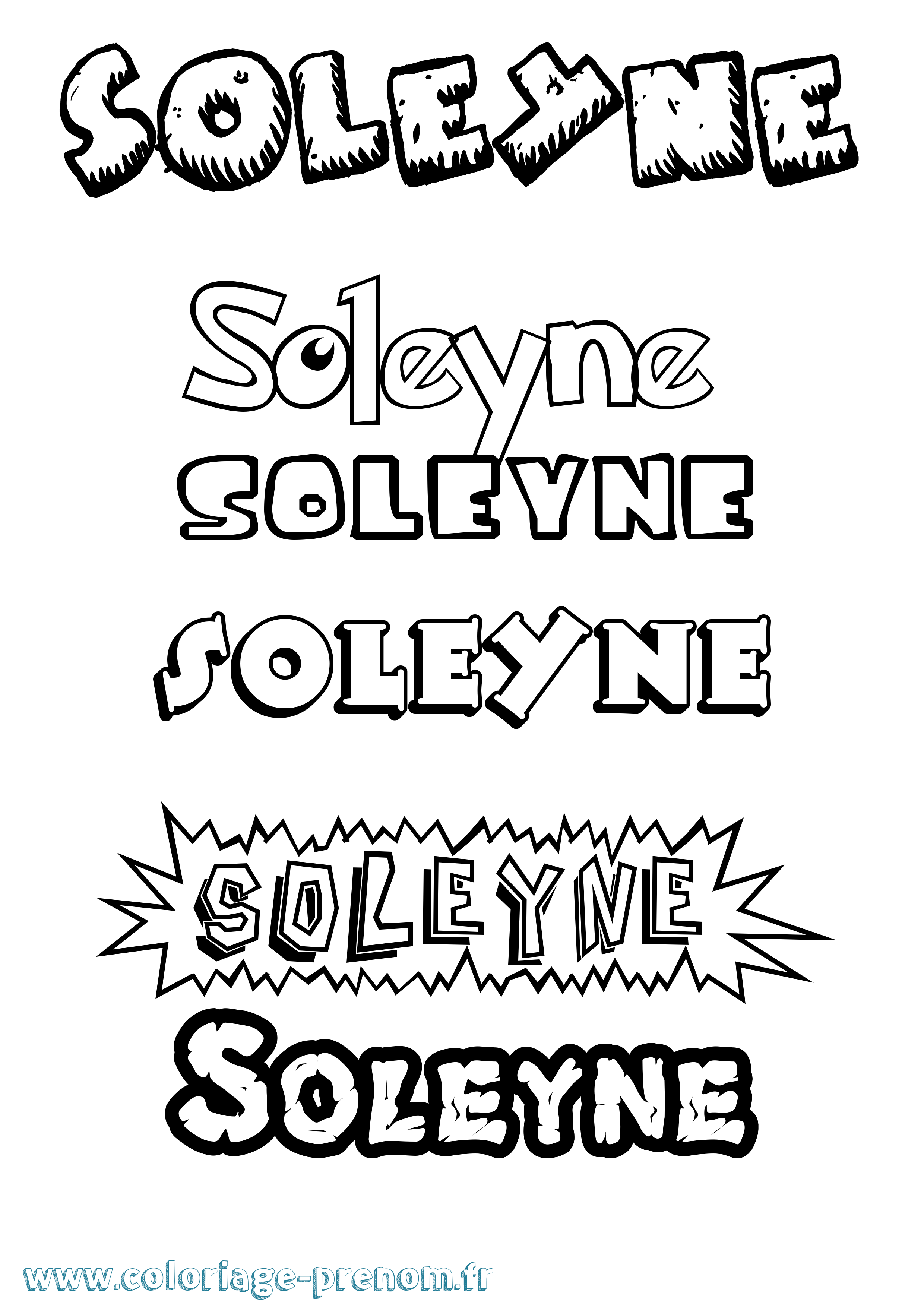 Coloriage Soleyne Dessin Animé Coloriage prénom Soleyne Dessin Animé