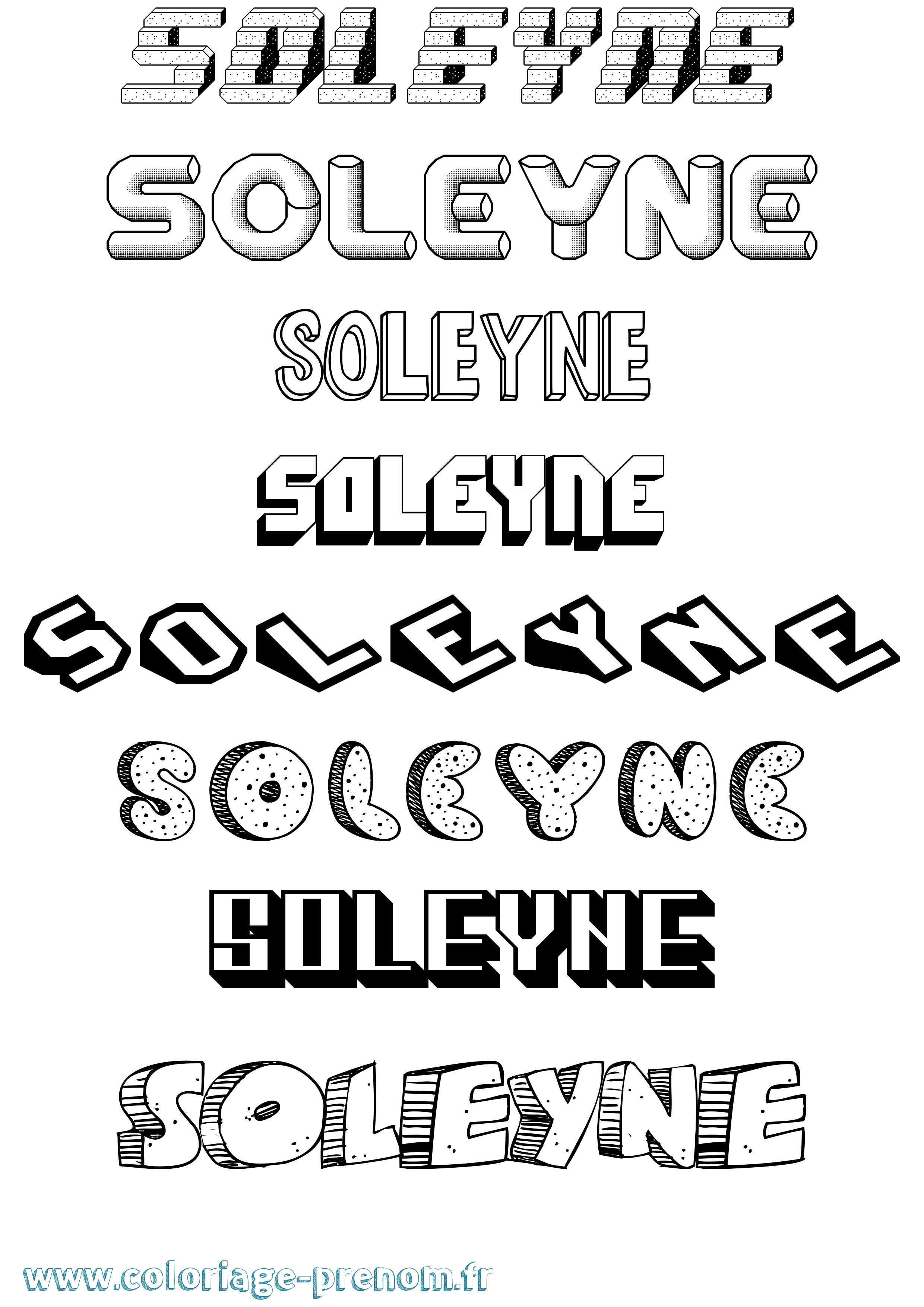 Coloriage Soleyne Effet 3D Coloriage prénom Soleyne Effet 3D