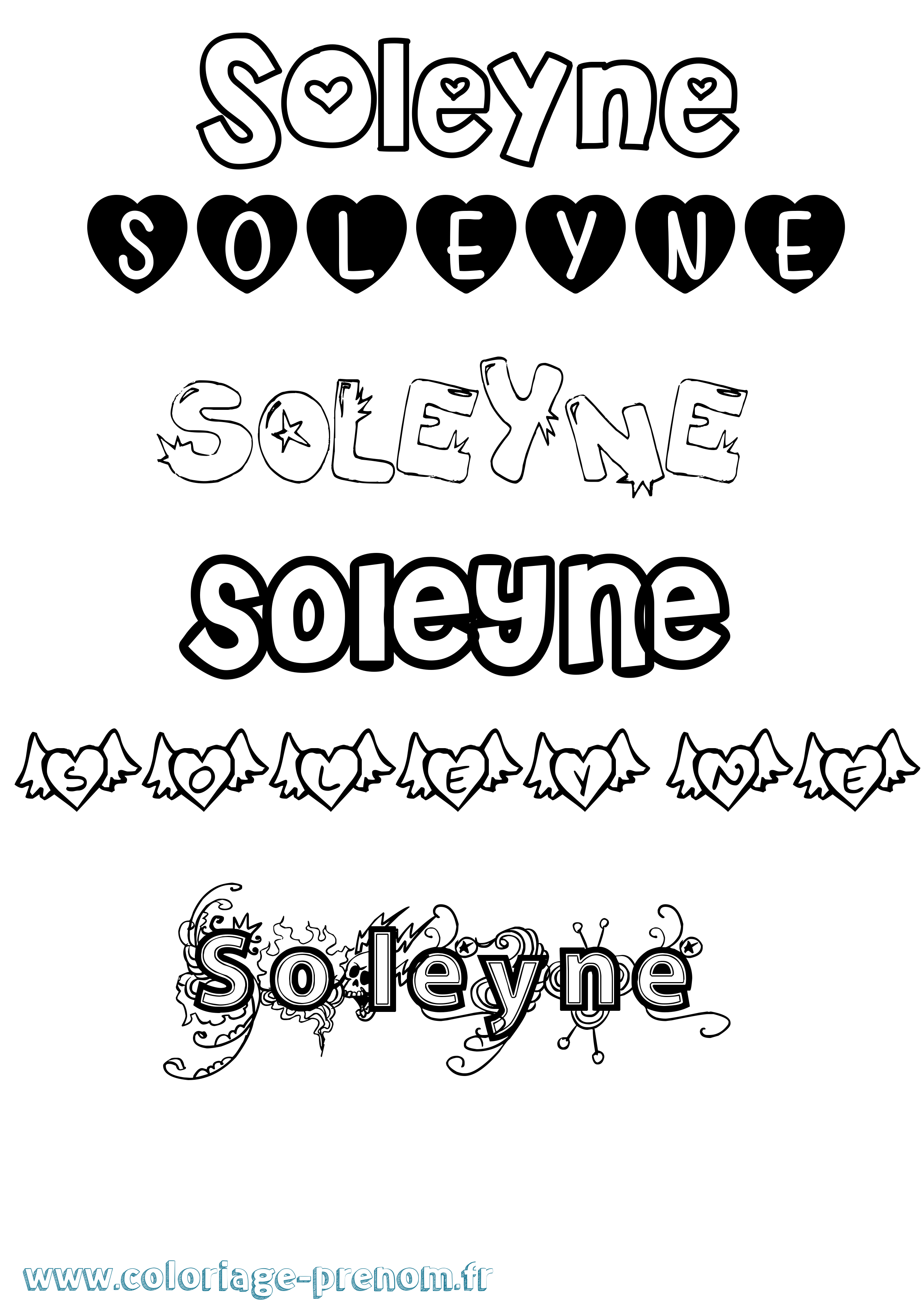 Coloriage Soleyne Girly Coloriage prénom Soleyne Girly