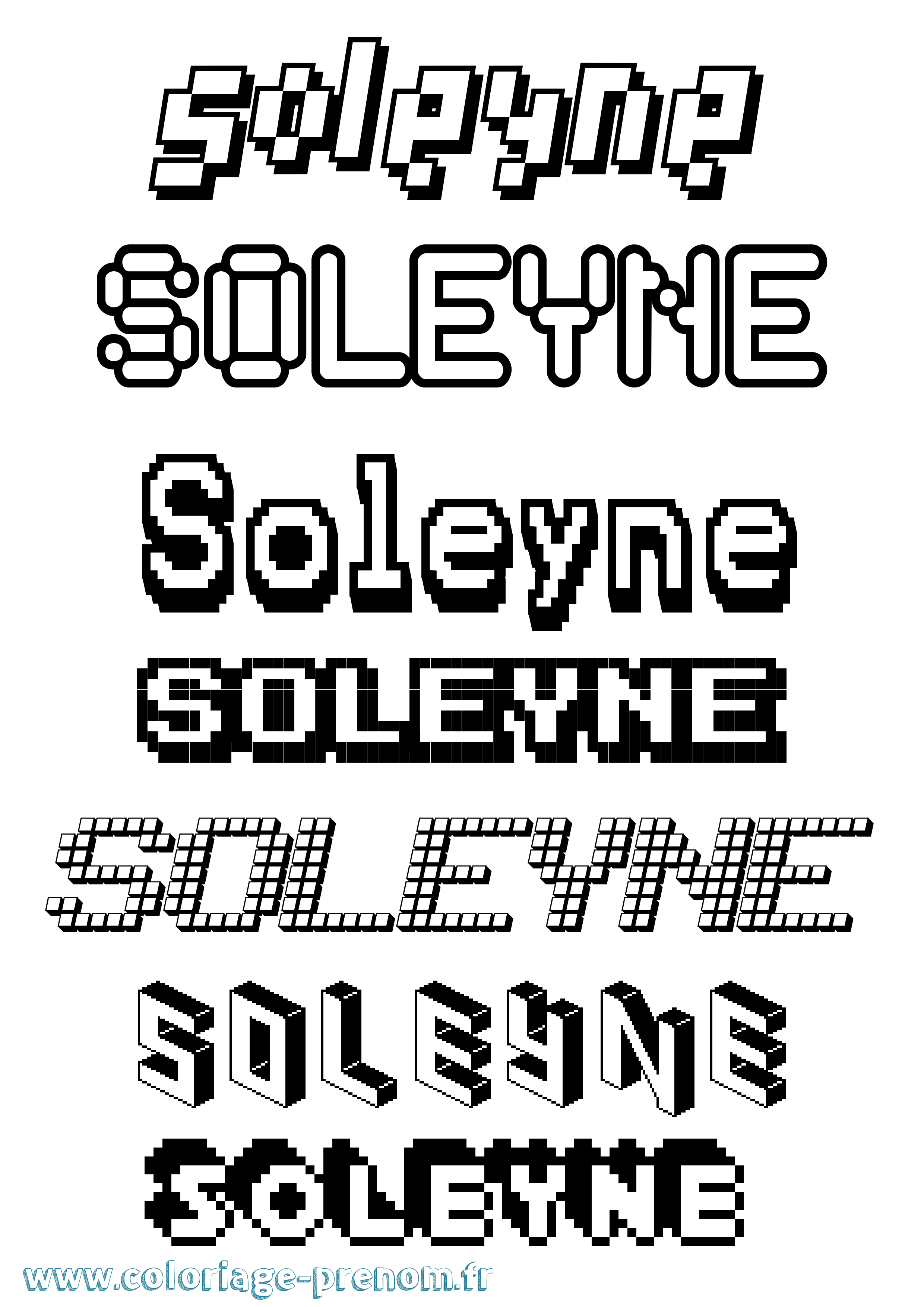 Coloriage Soleyne Pixel Coloriage prénom Soleyne Pixel