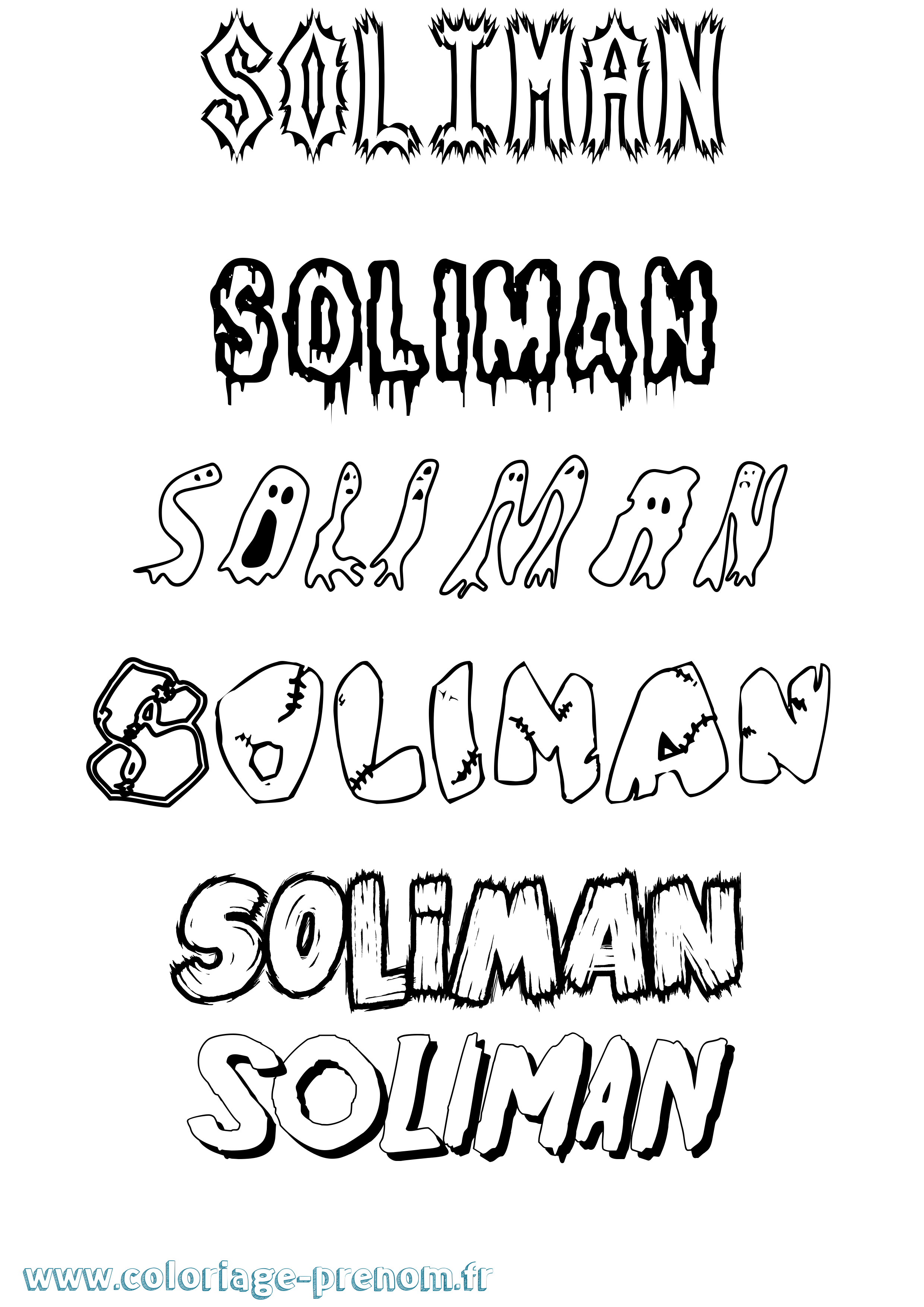 Coloriage Soliman Frisson Coloriage prénom Soliman Frisson