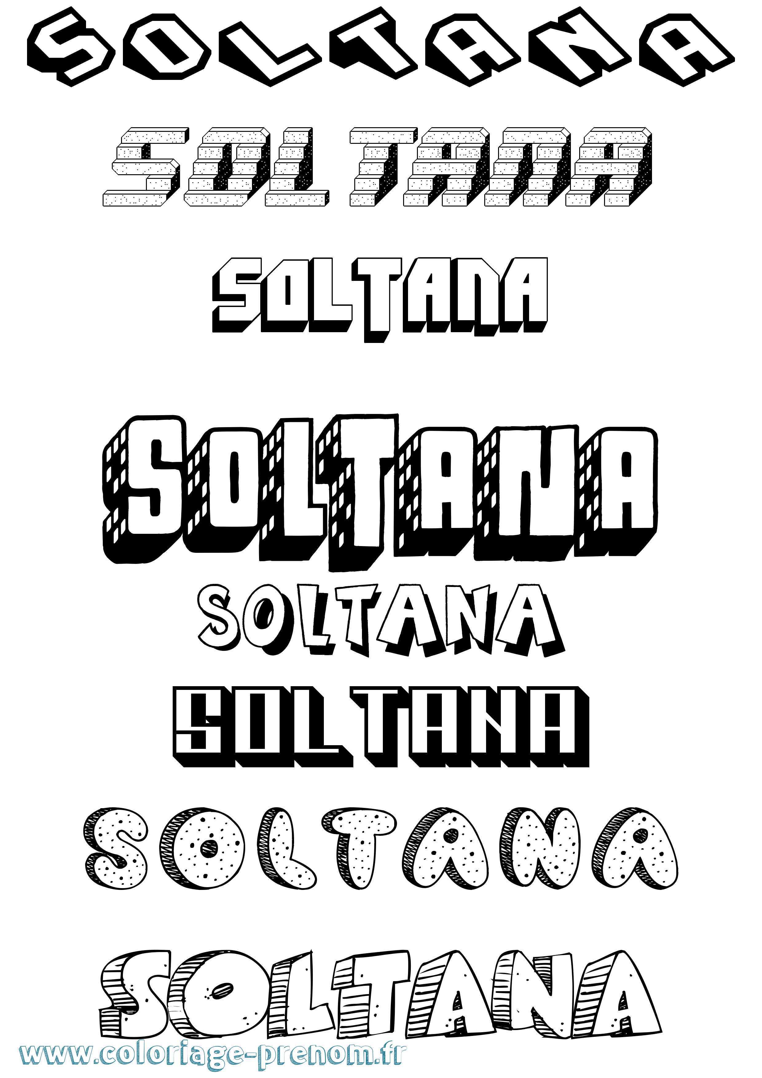 Coloriage Soltana Effet 3D Coloriage prénom Soltana Effet 3D