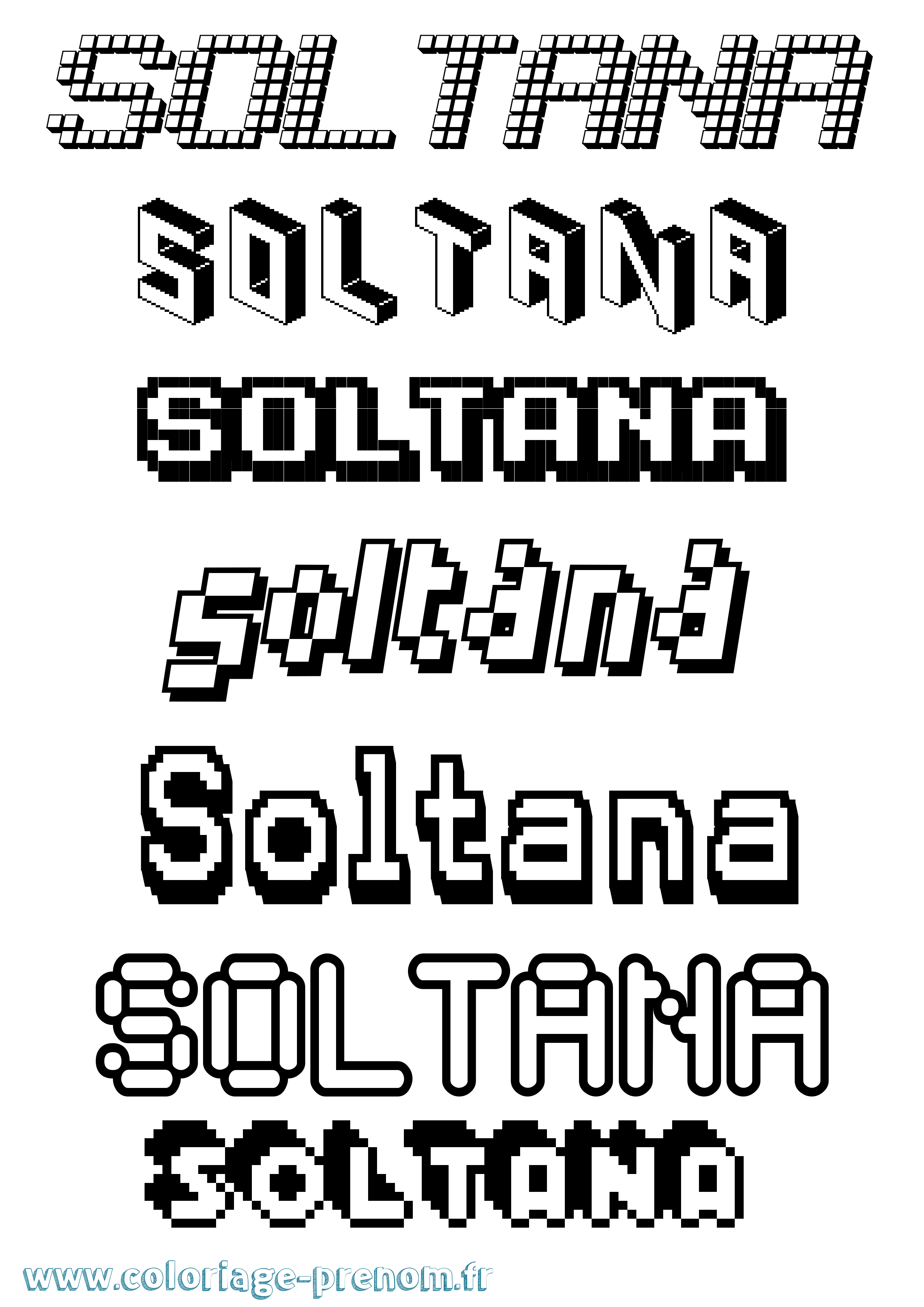 Coloriage Soltana Pixel Coloriage prénom Soltana Pixel