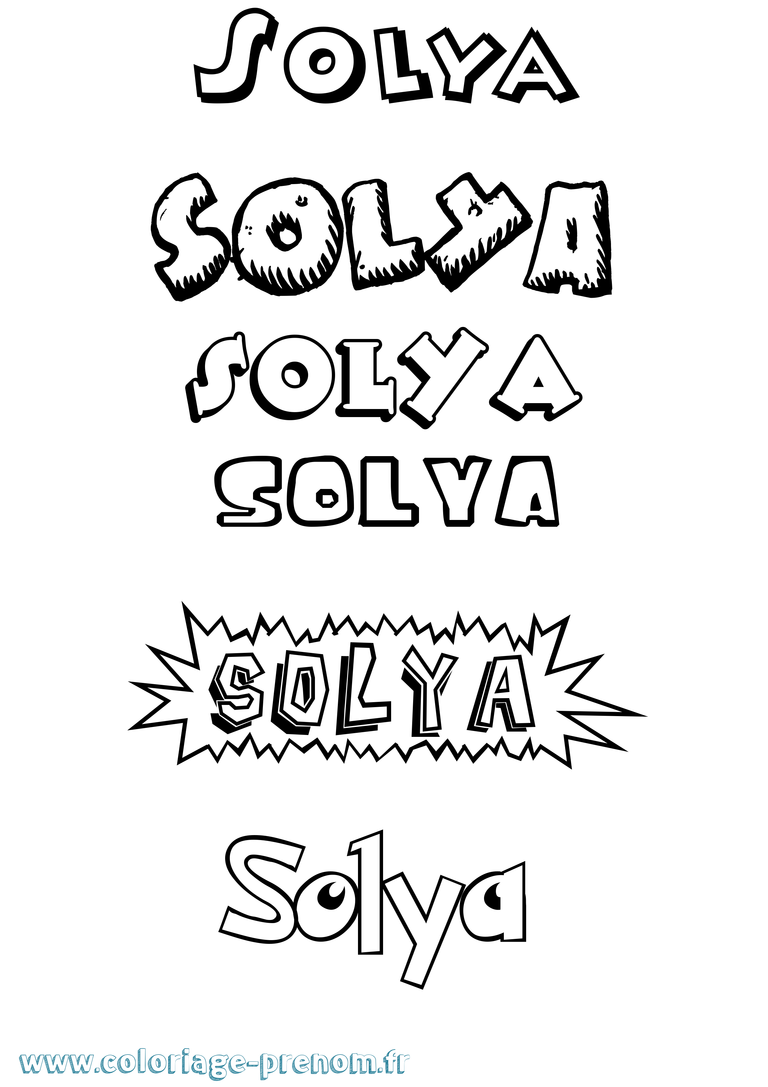 Coloriage Solya Dessin Animé Coloriage prénom Solya Dessin Animé