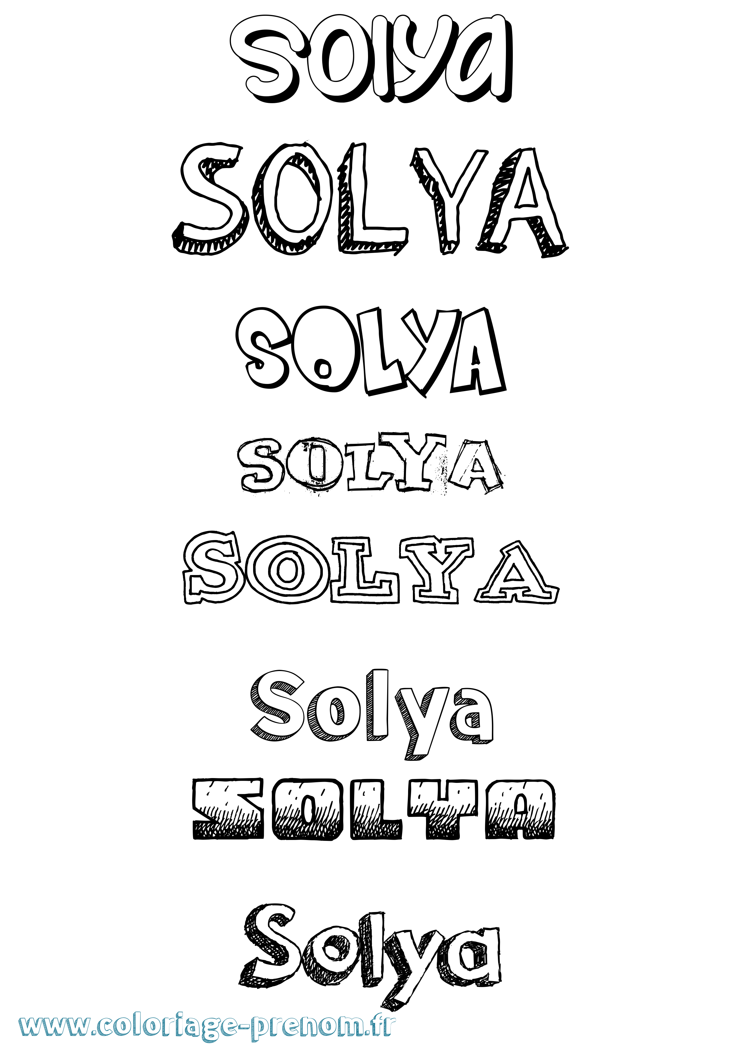 Coloriage Solya Dessiné Coloriage prénom Solya Dessiné