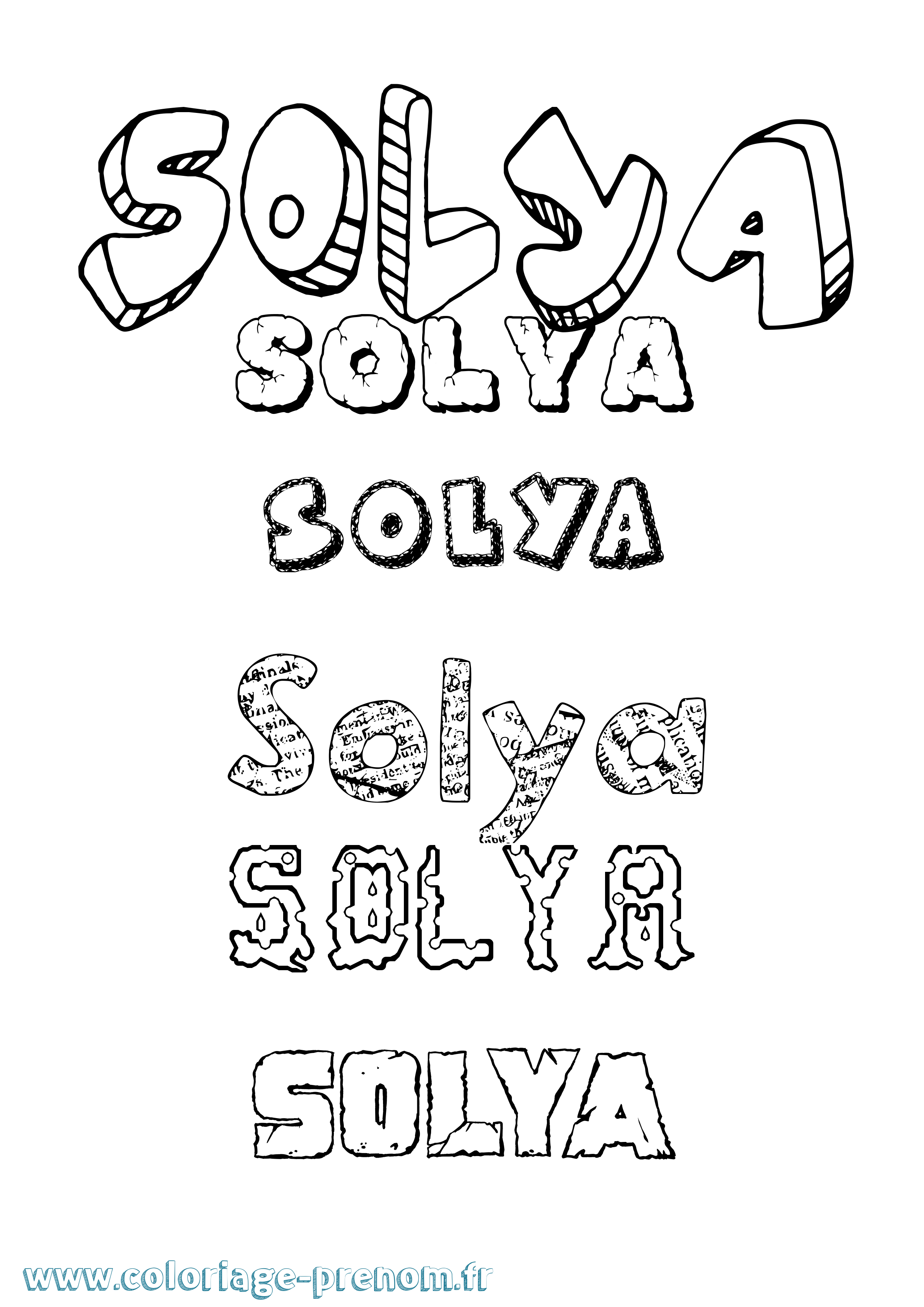 Coloriage Solya Destructuré Coloriage prénom Solya Destructuré