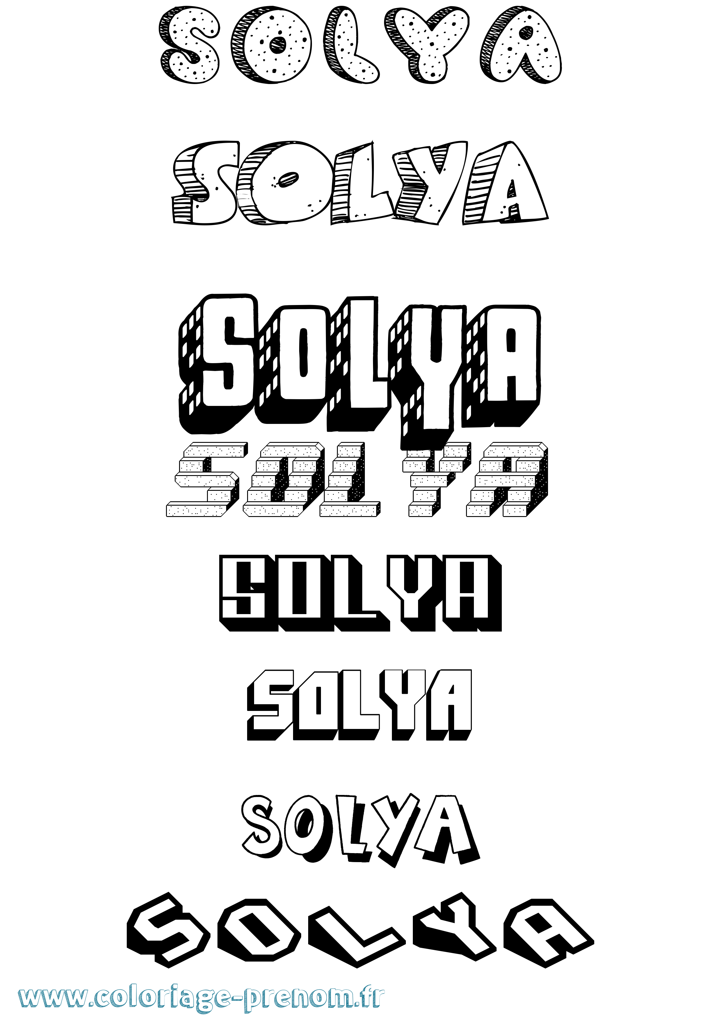 Coloriage Solya Effet 3D Coloriage prénom Solya Effet 3D