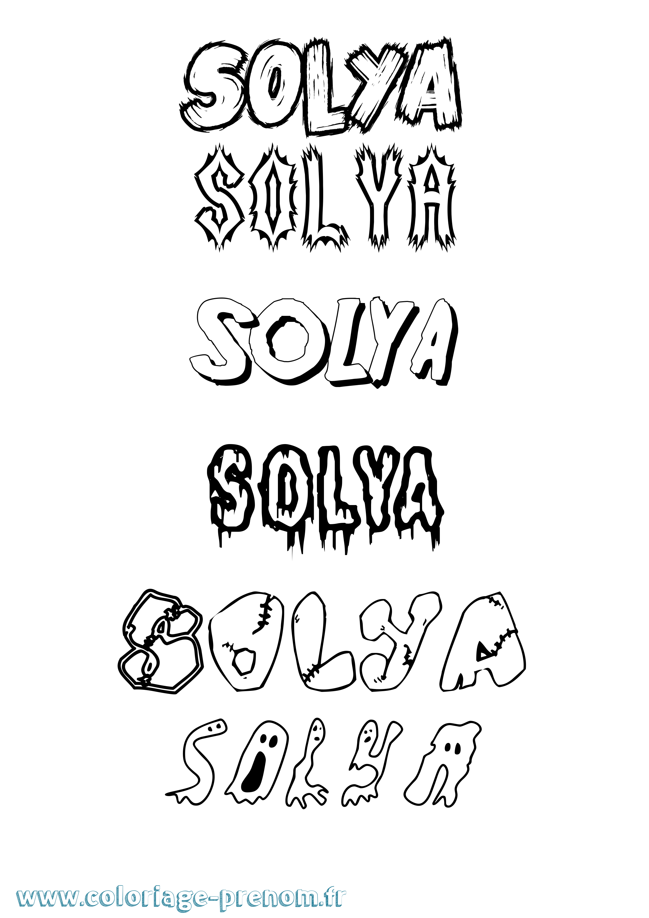 Coloriage Solya Frisson Coloriage prénom Solya Frisson