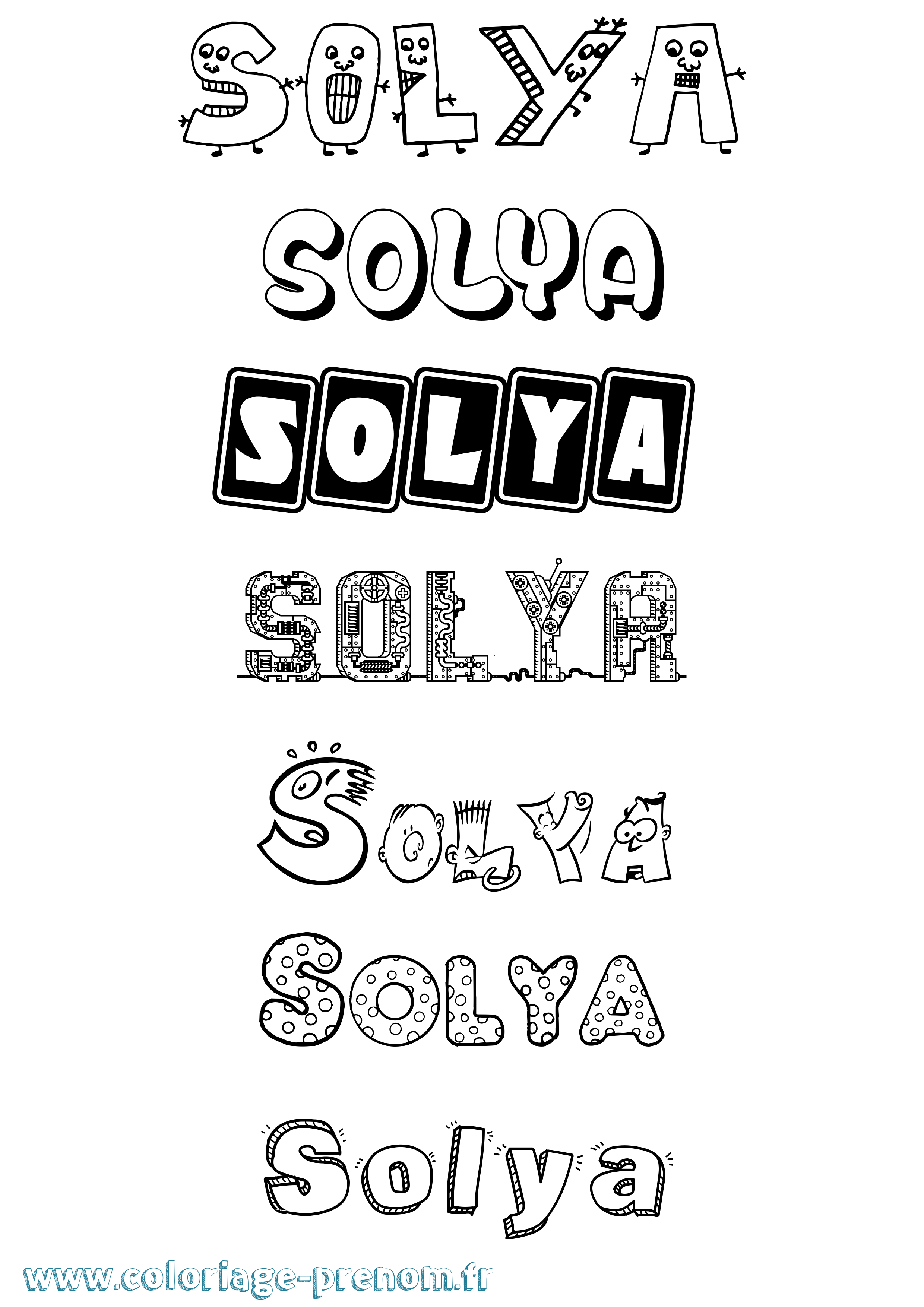 Coloriage Solya Fun Coloriage prénom Solya Fun
