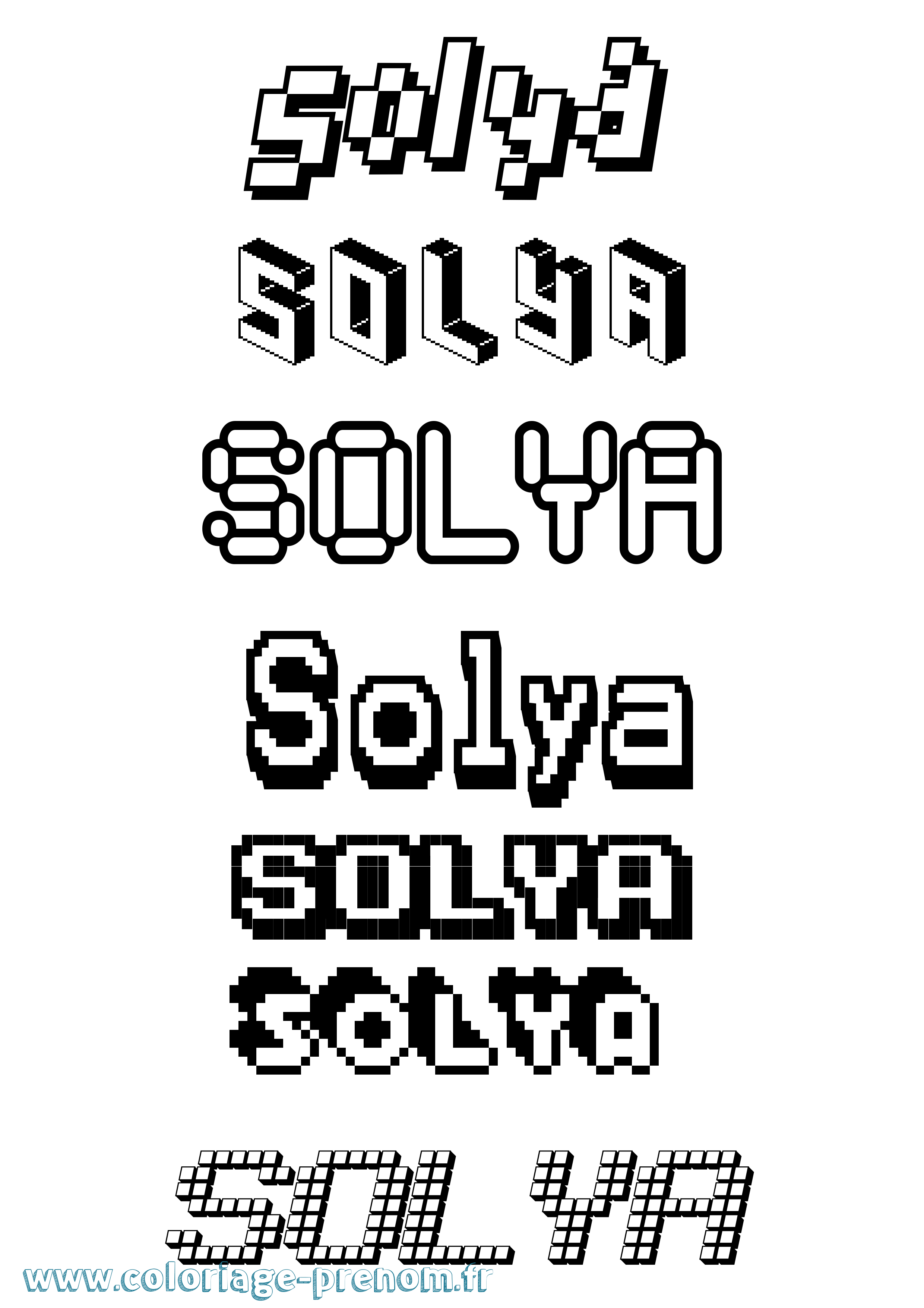 Coloriage Solya Pixel Coloriage prénom Solya Pixel