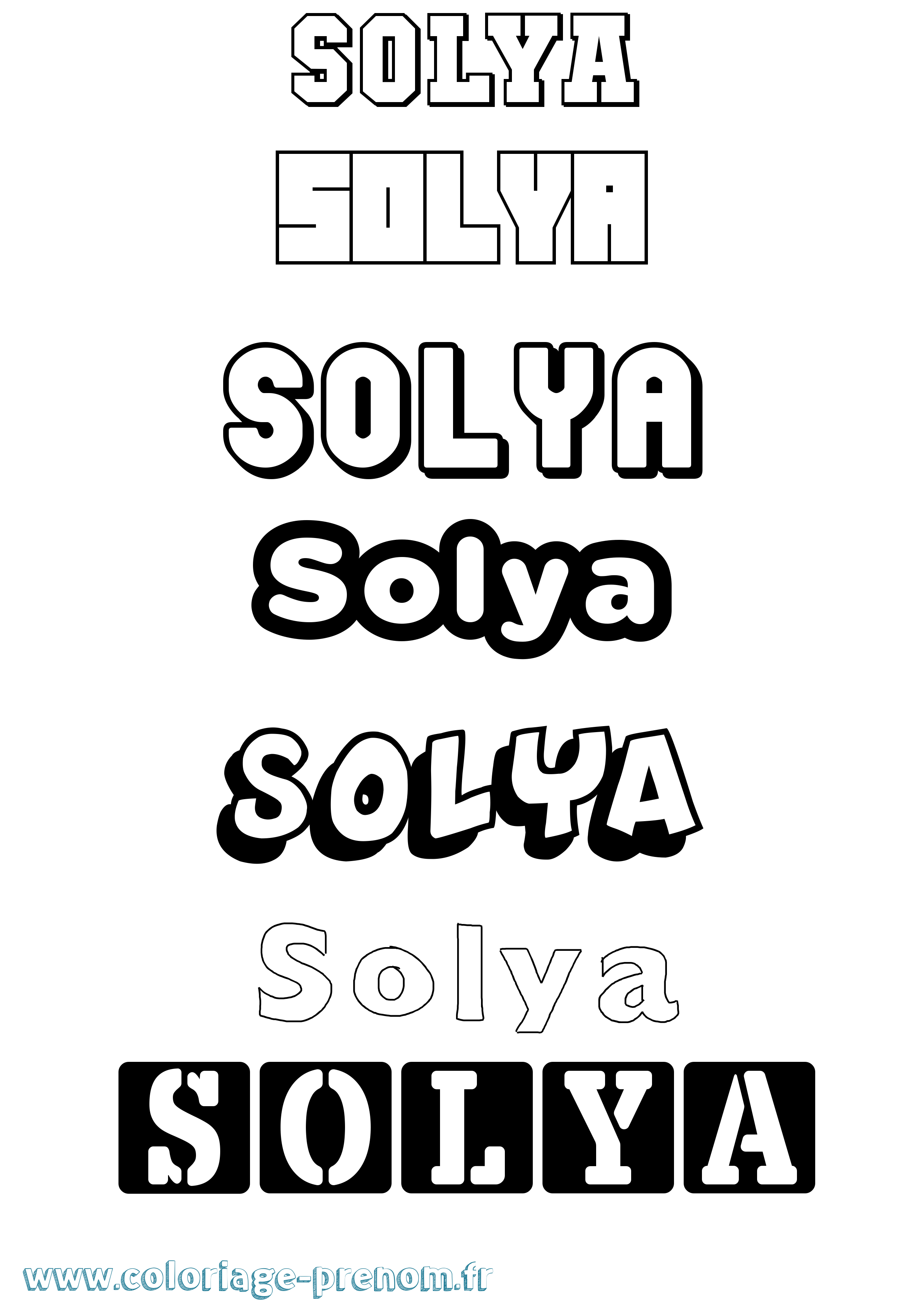 Coloriage Solya Simple Coloriage prénom Solya Simple
