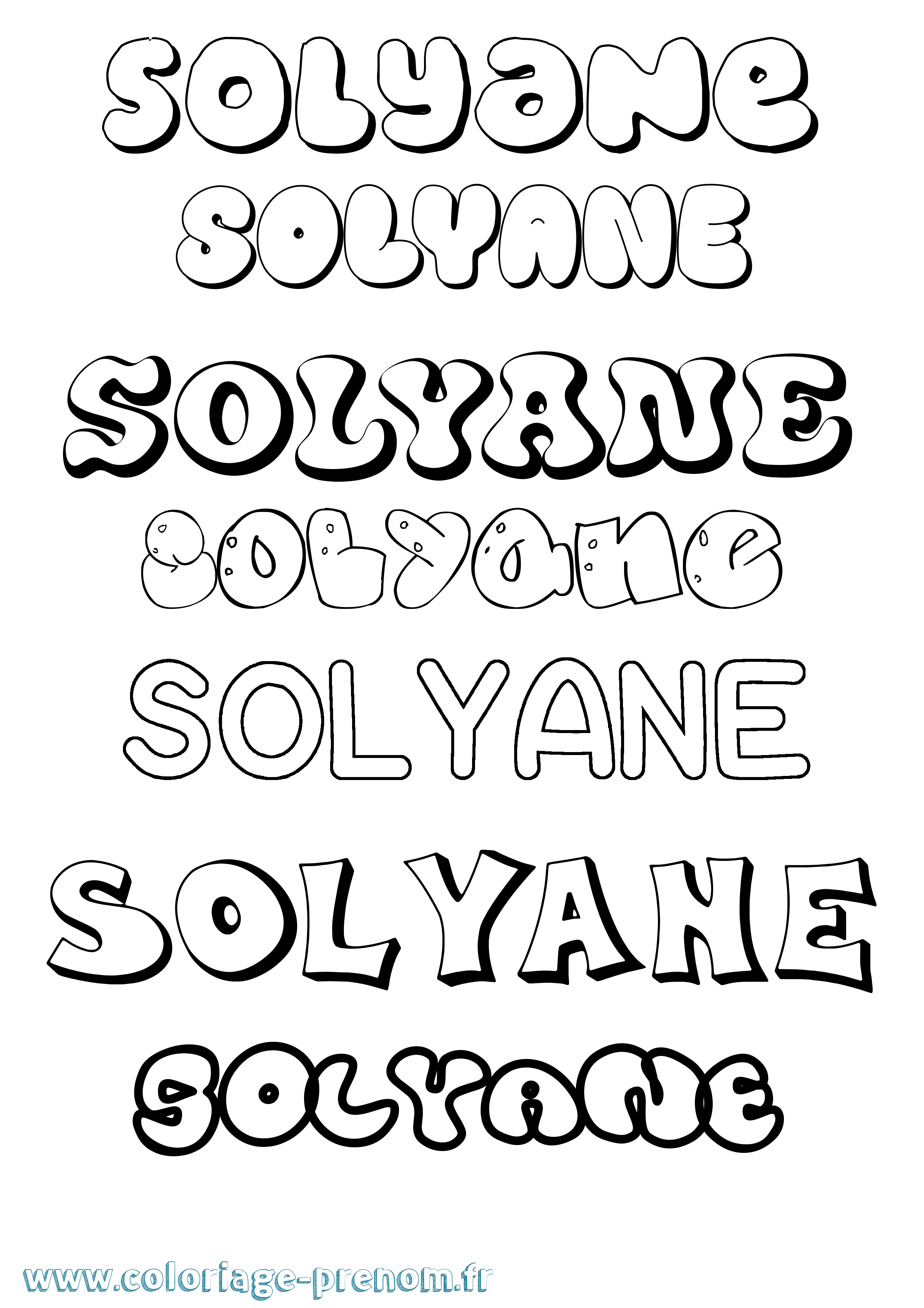 Coloriage Solyane Bubble Coloriage prénom Solyane Bubble