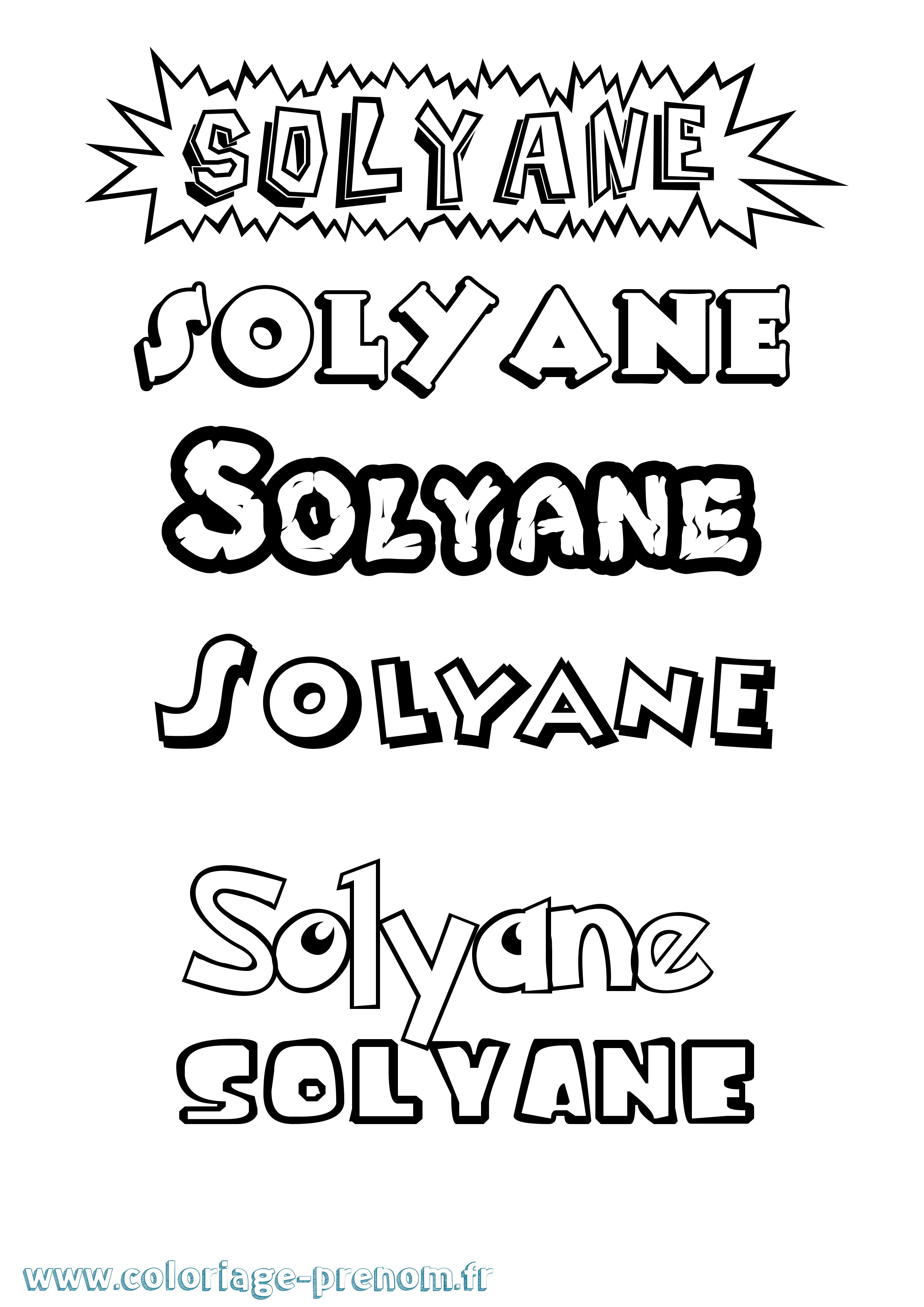 Coloriage Solyane Dessin Animé Coloriage prénom Solyane Dessin Animé