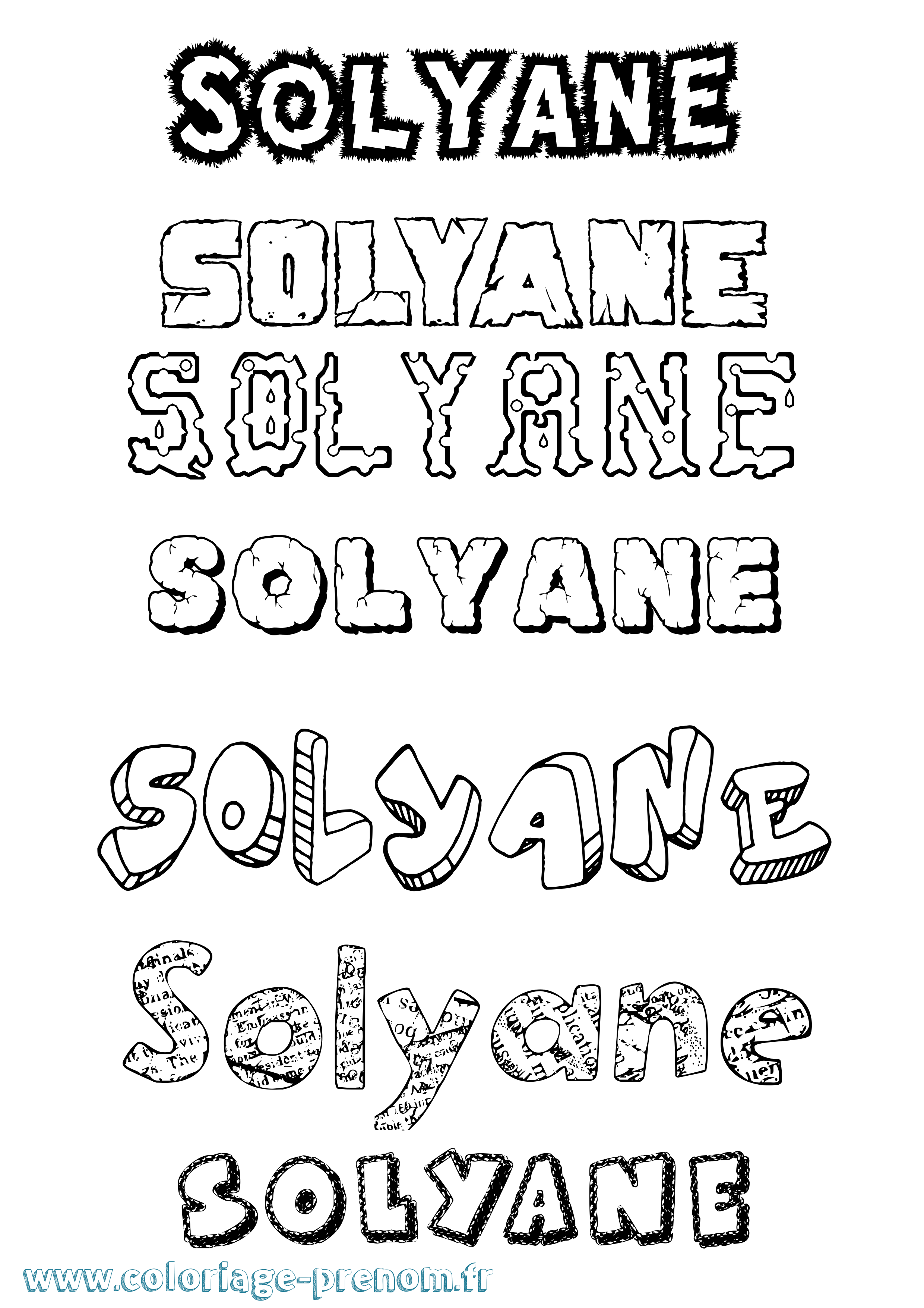Coloriage Solyane Destructuré Coloriage prénom Solyane Destructuré