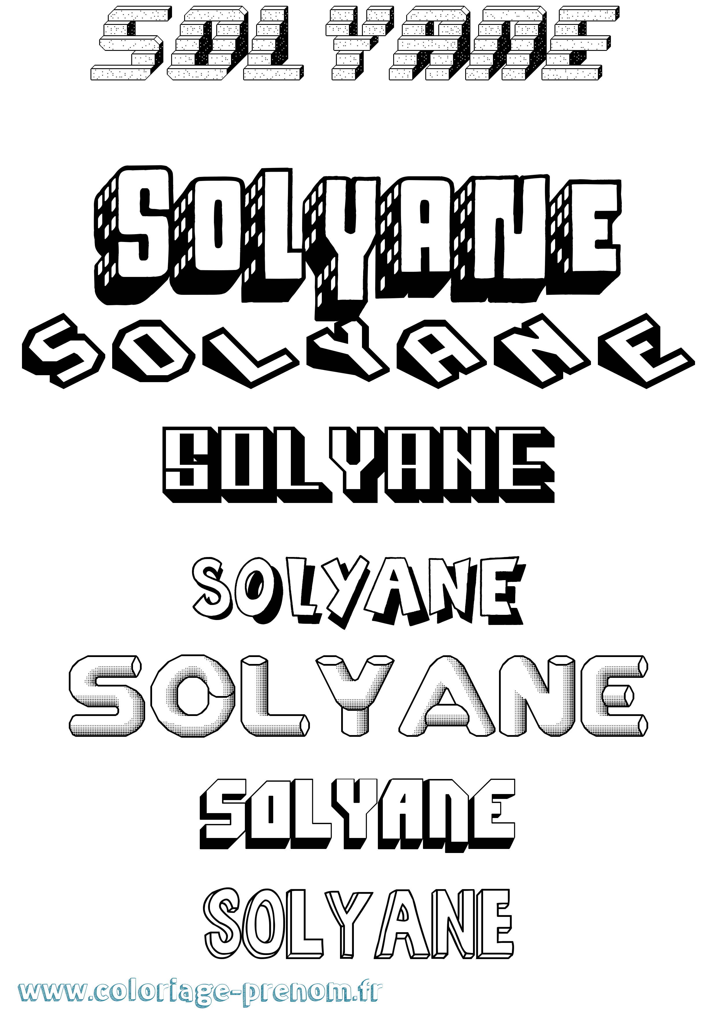 Coloriage Solyane Effet 3D Coloriage prénom Solyane Effet 3D