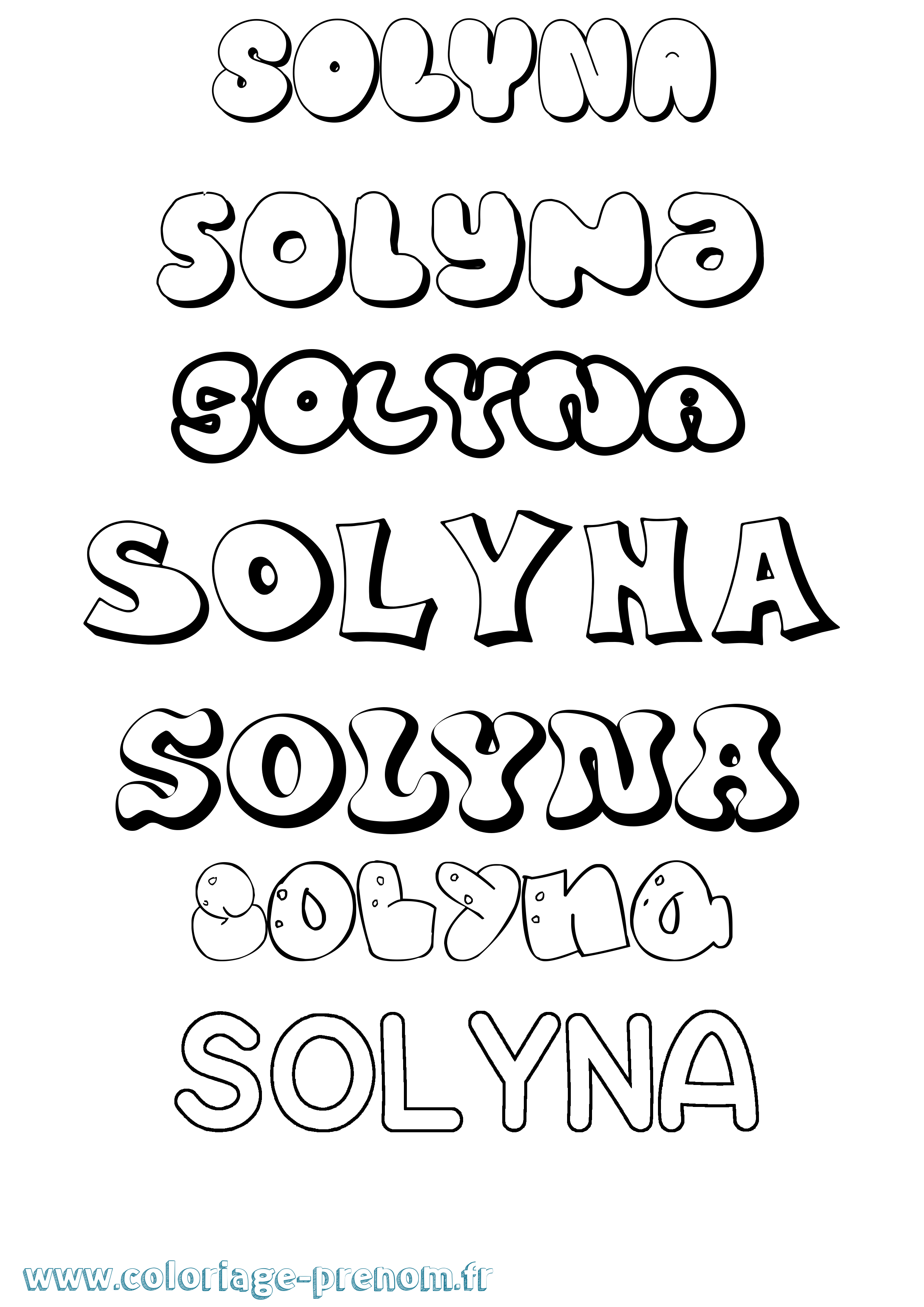 Coloriage Solyna Bubble Coloriage prénom Solyna Bubble