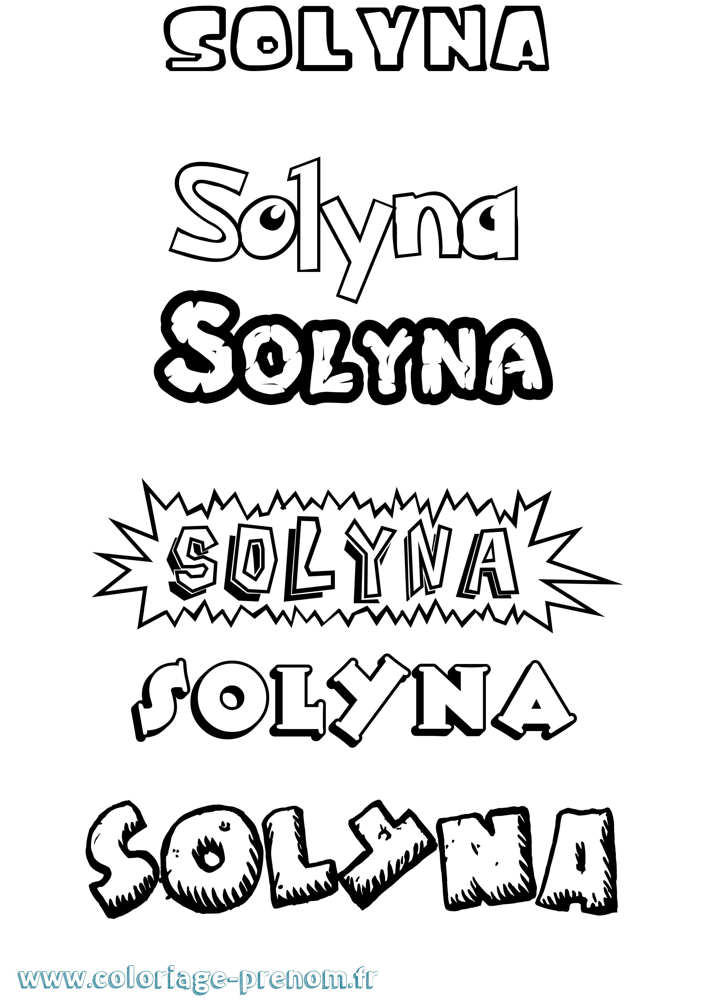 Coloriage Solyna Dessin Animé Coloriage prénom Solyna Dessin Animé