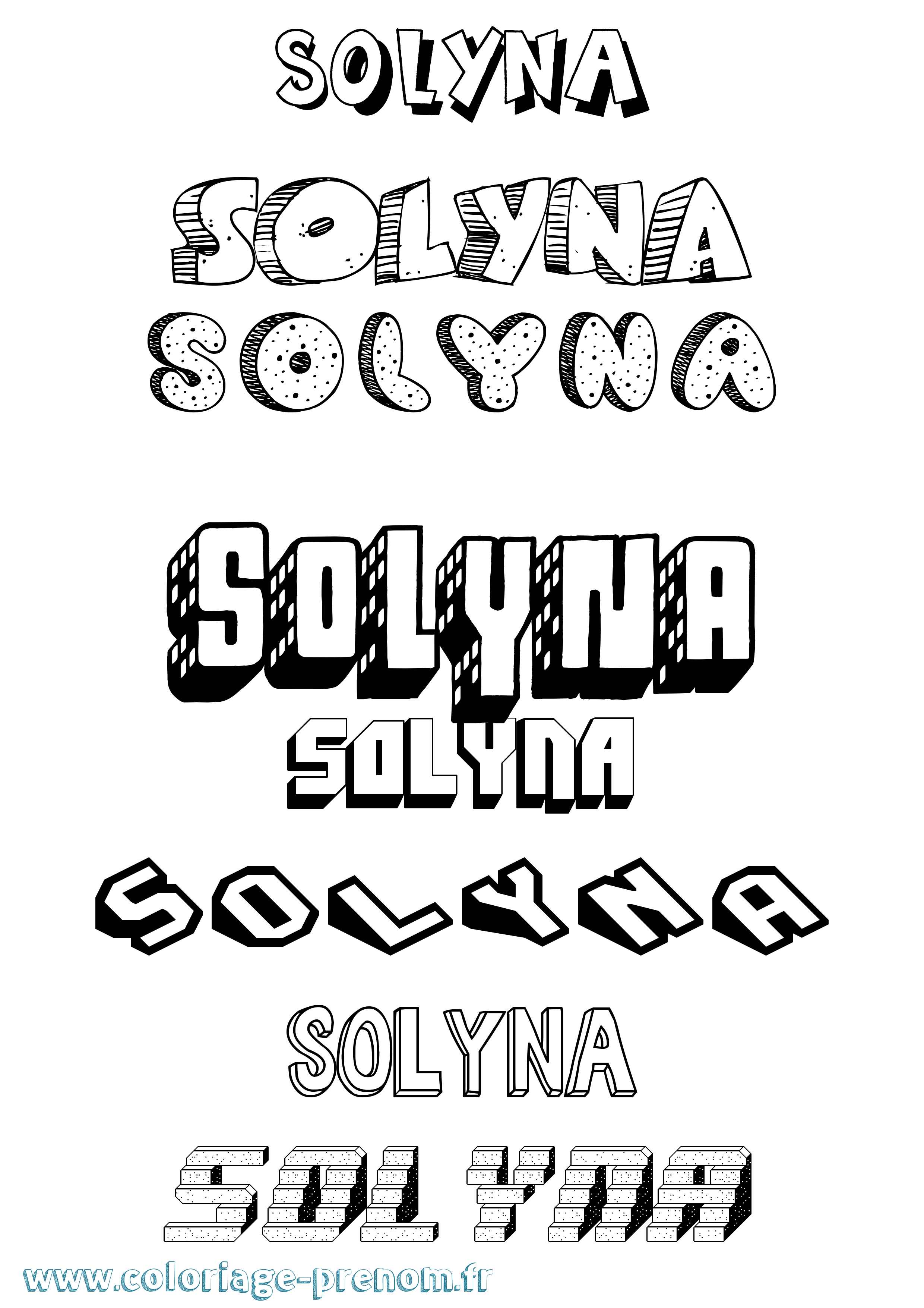 Coloriage Solyna Effet 3D Coloriage prénom Solyna Effet 3D