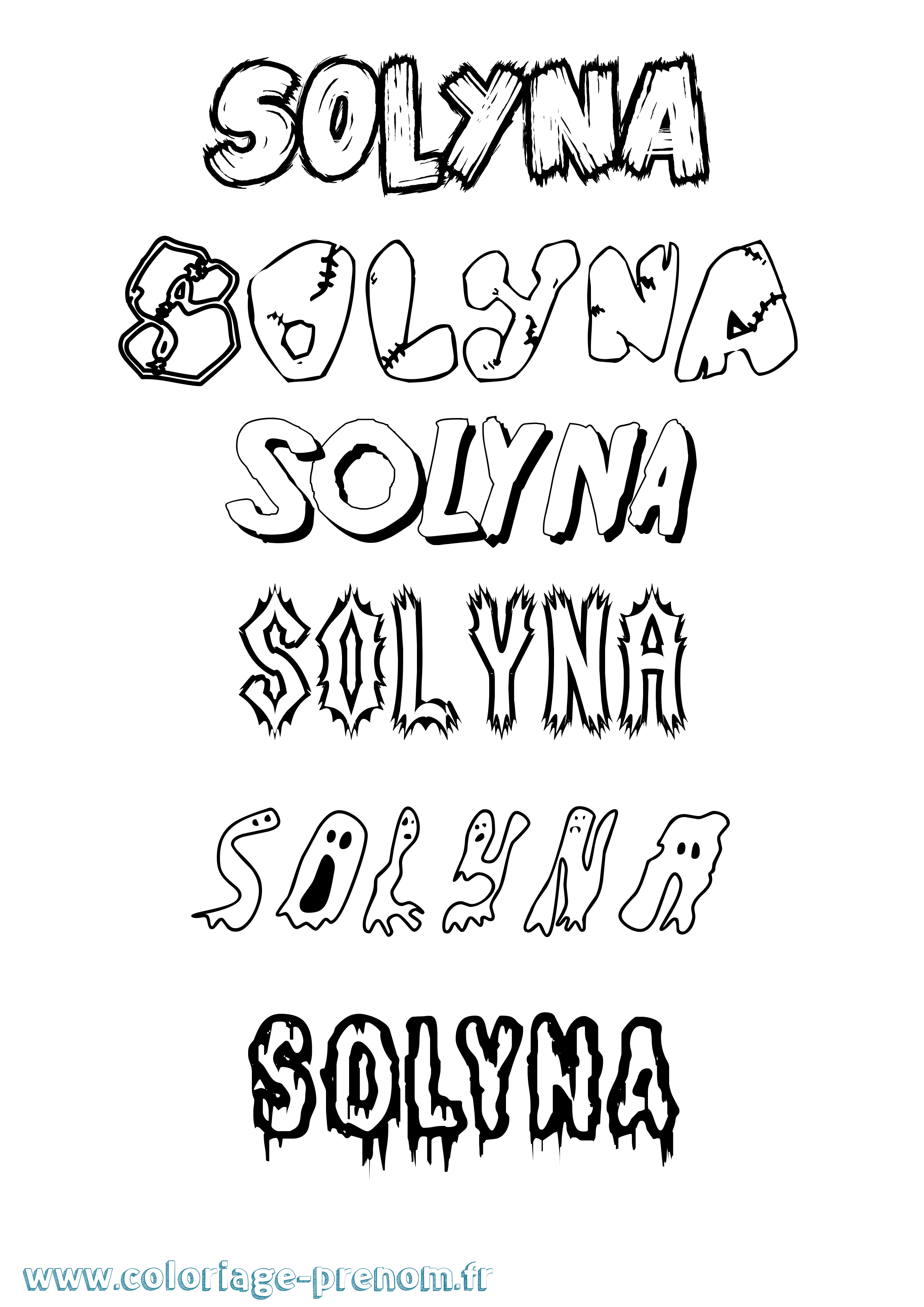 Coloriage Solyna Frisson Coloriage prénom Solyna Frisson