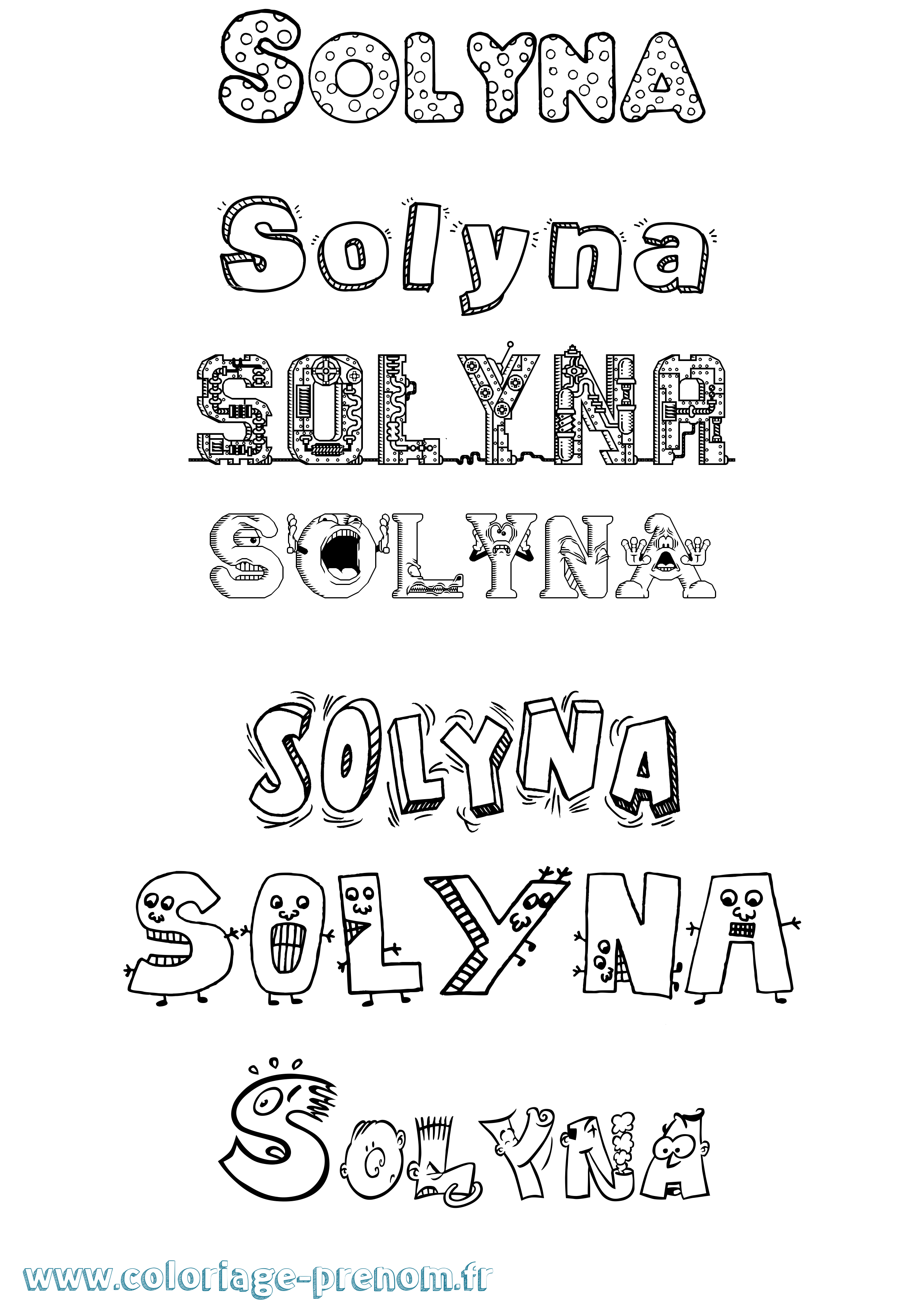 Coloriage Solyna Fun Coloriage prénom Solyna Fun