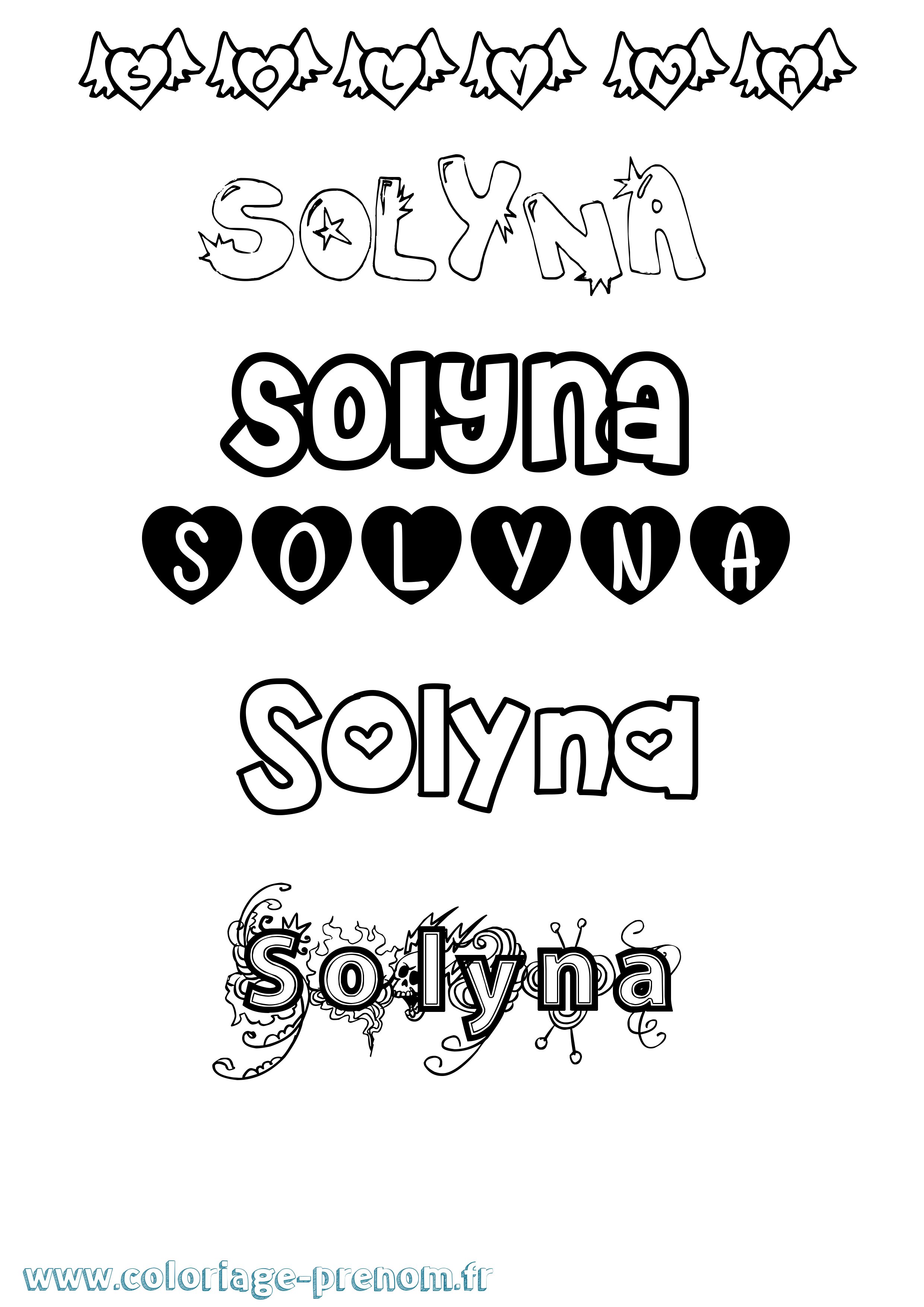Coloriage Solyna Girly Coloriage prénom Solyna Girly
