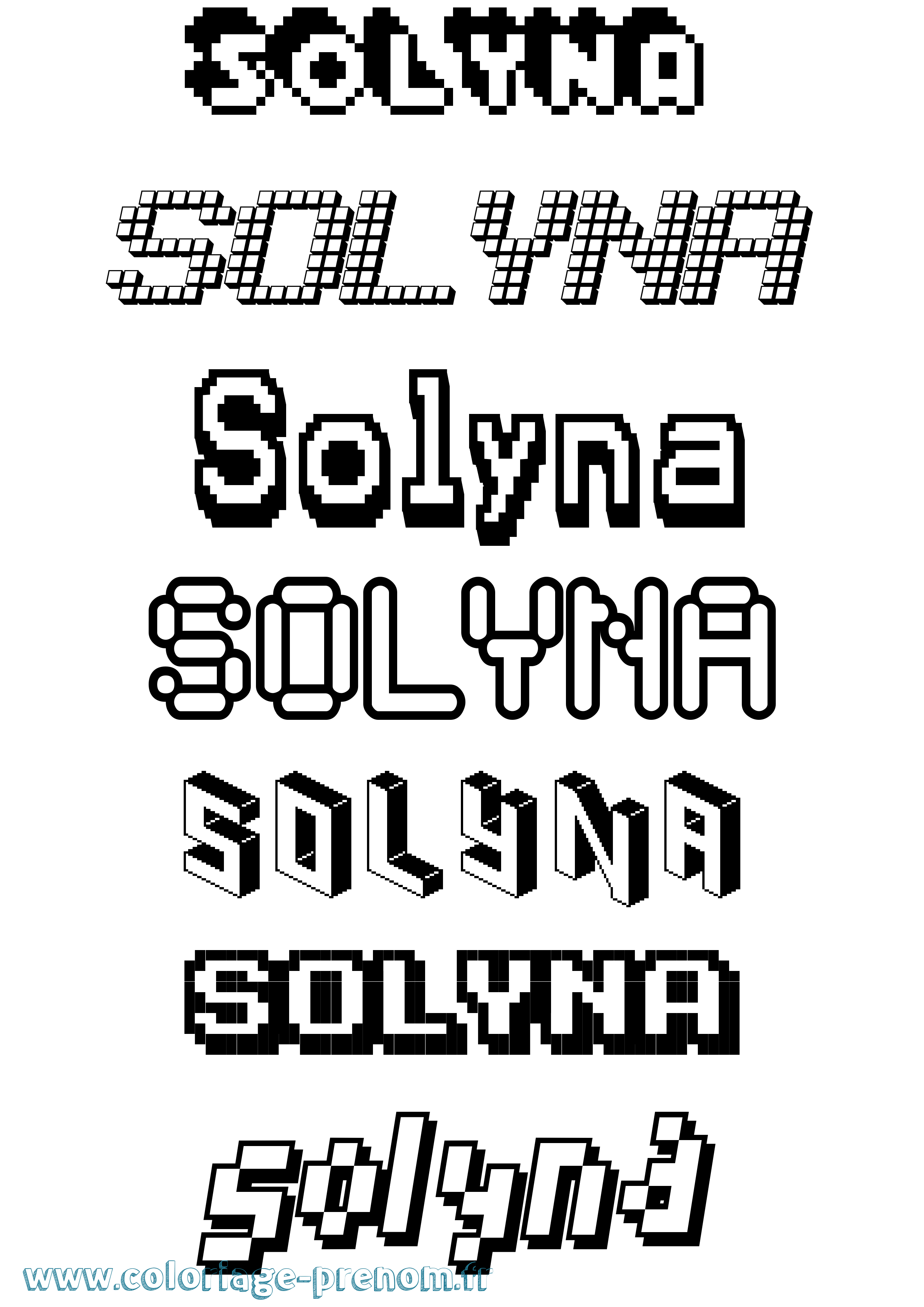 Coloriage Solyna Pixel Coloriage prénom Solyna Pixel