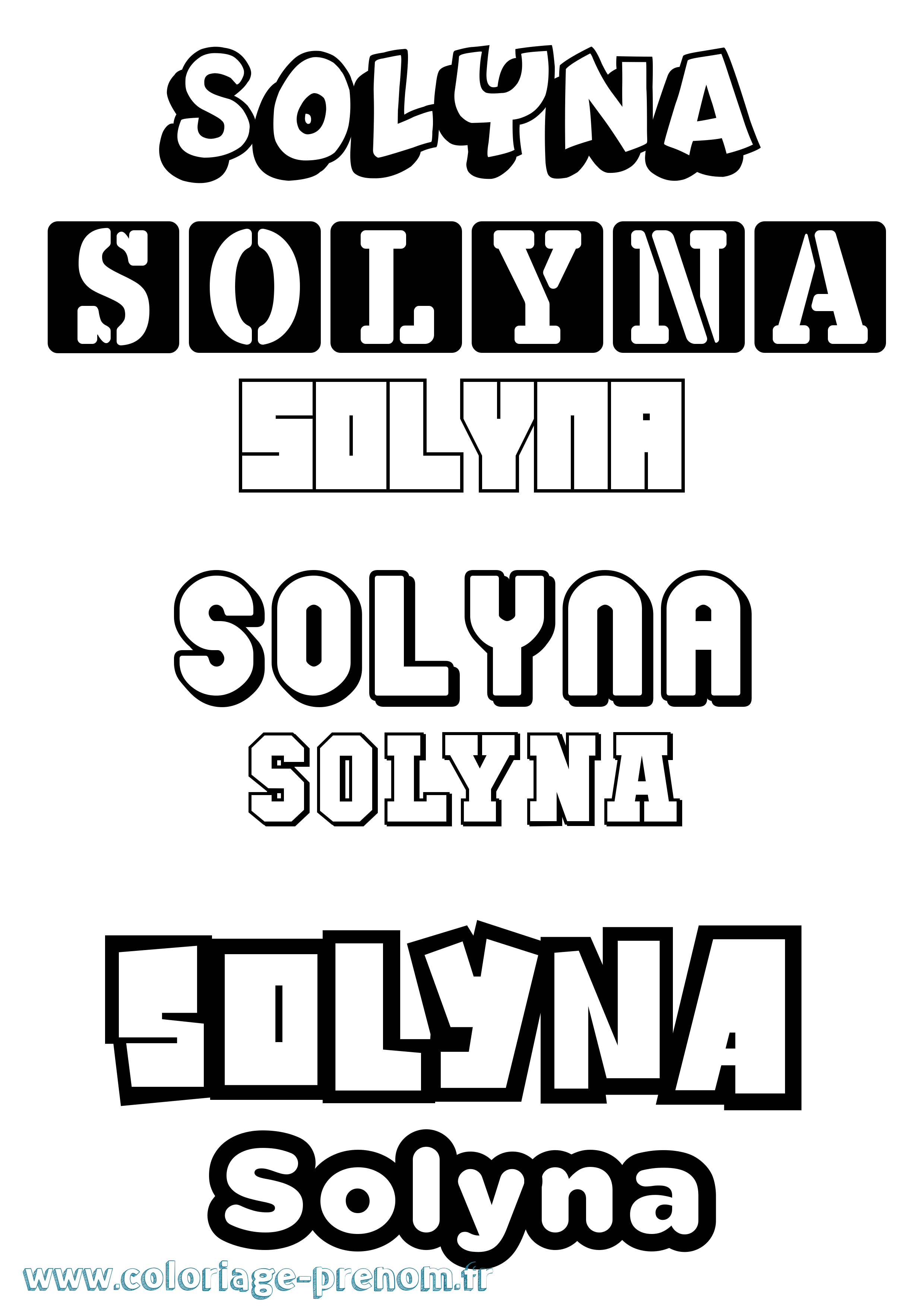 Coloriage Solyna Simple Coloriage prénom Solyna Simple
