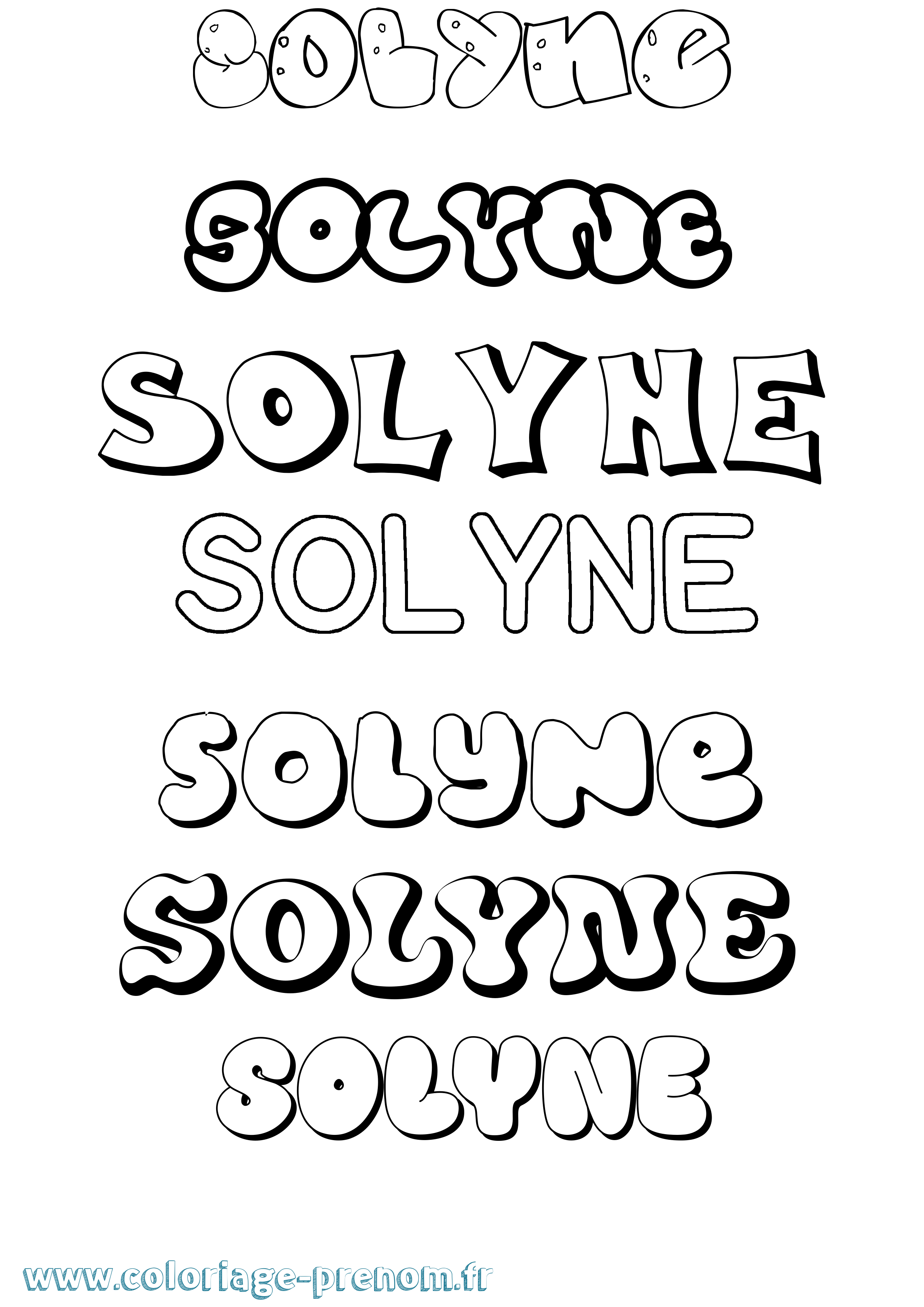 Coloriage Solyne Bubble Coloriage prénom Solyne Bubble