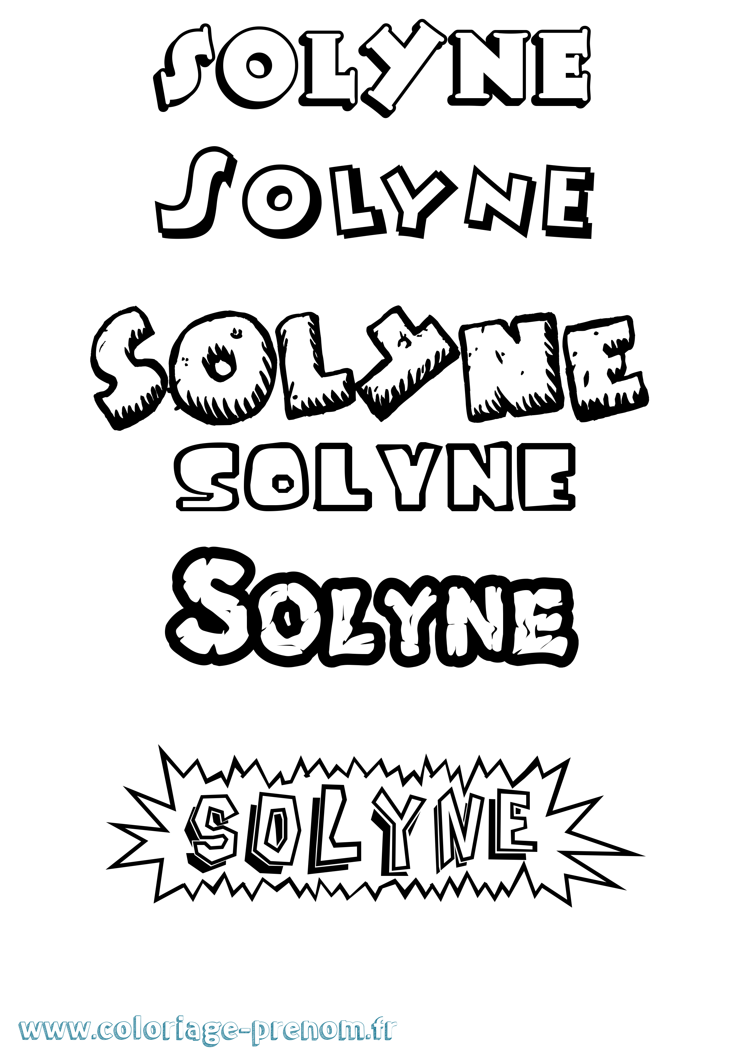 Coloriage Solyne Dessin Animé Coloriage prénom Solyne Dessin Animé