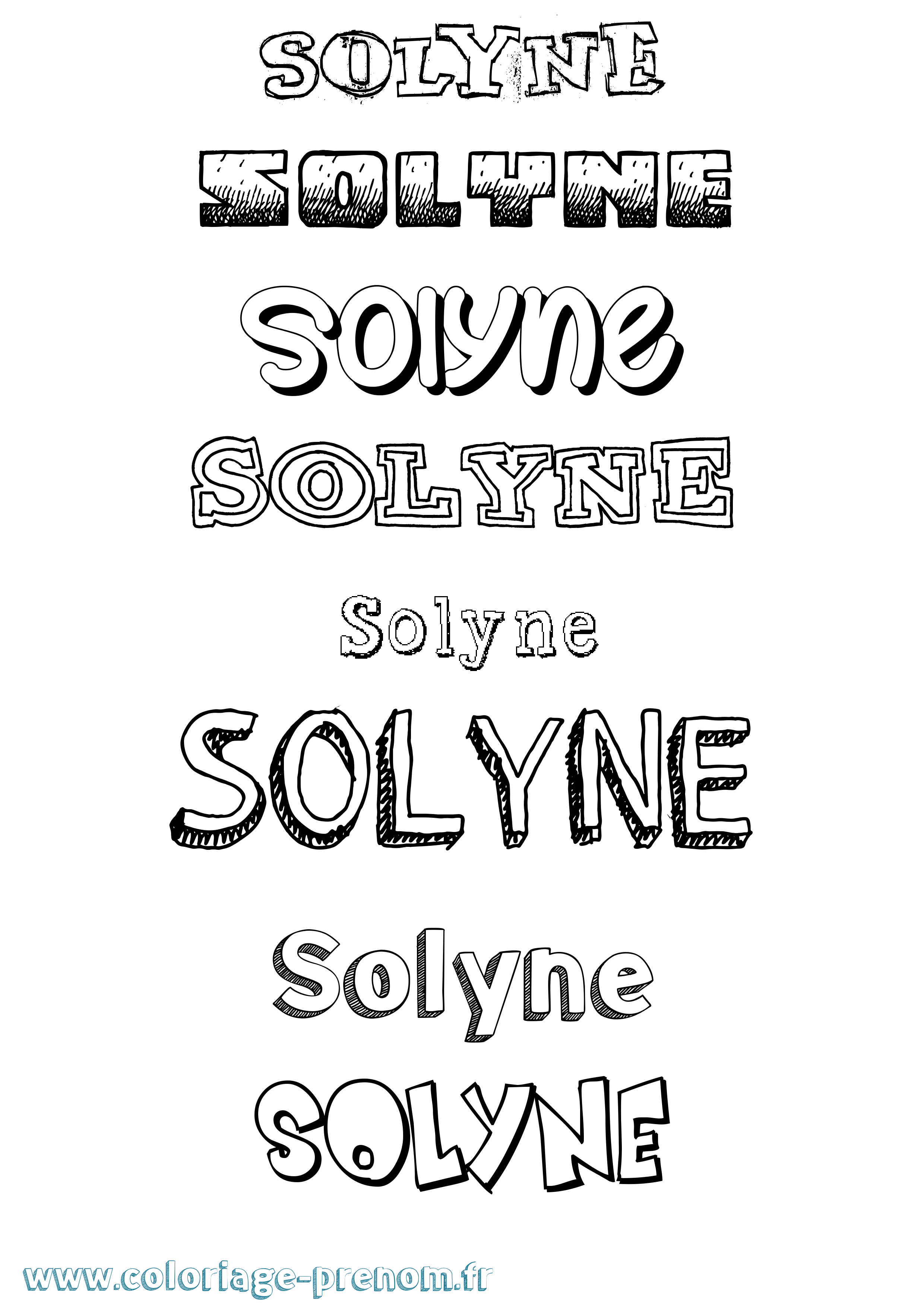 Coloriage Solyne Dessiné Coloriage prénom Solyne Dessiné