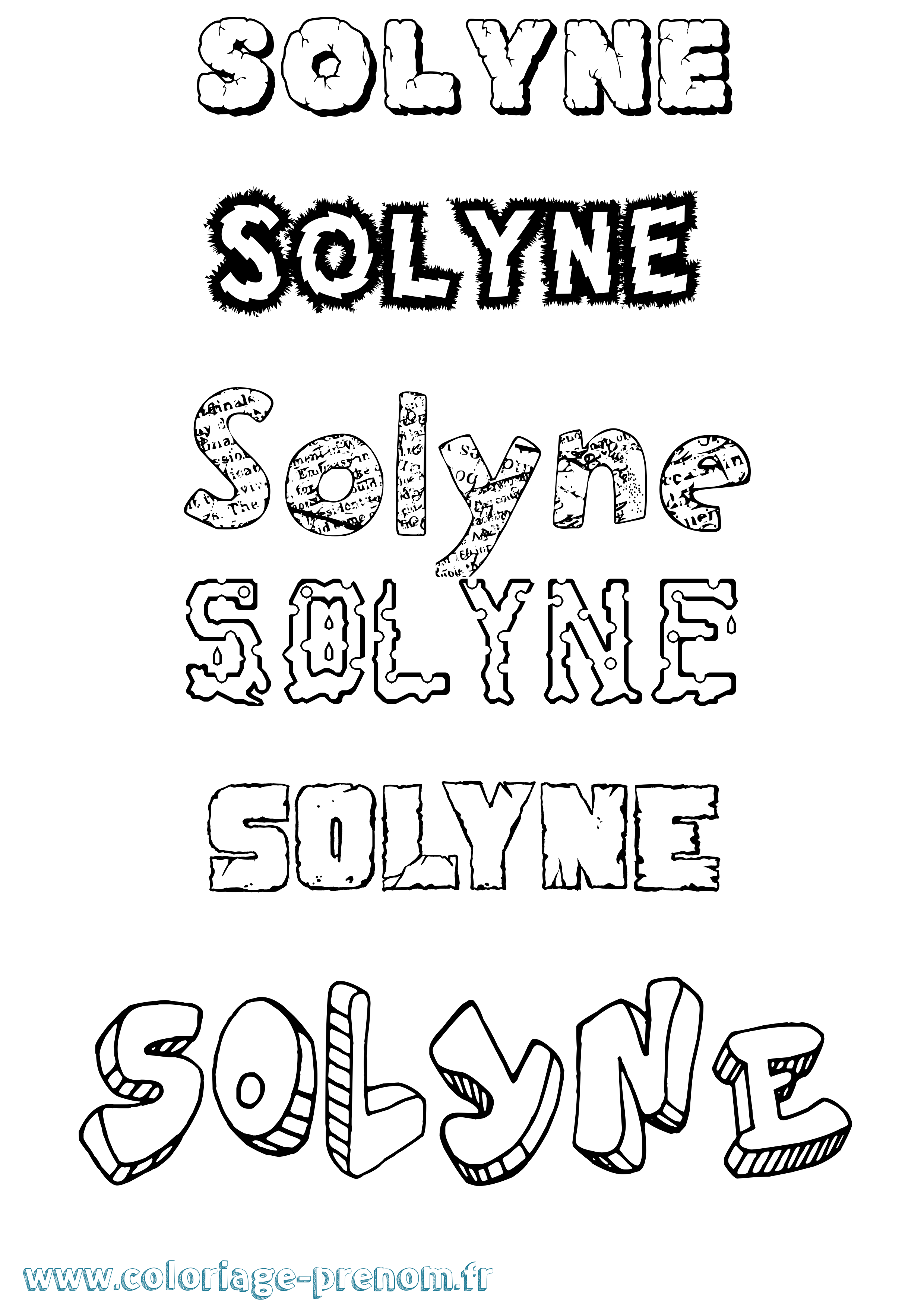 Coloriage Solyne Destructuré Coloriage prénom Solyne Destructuré