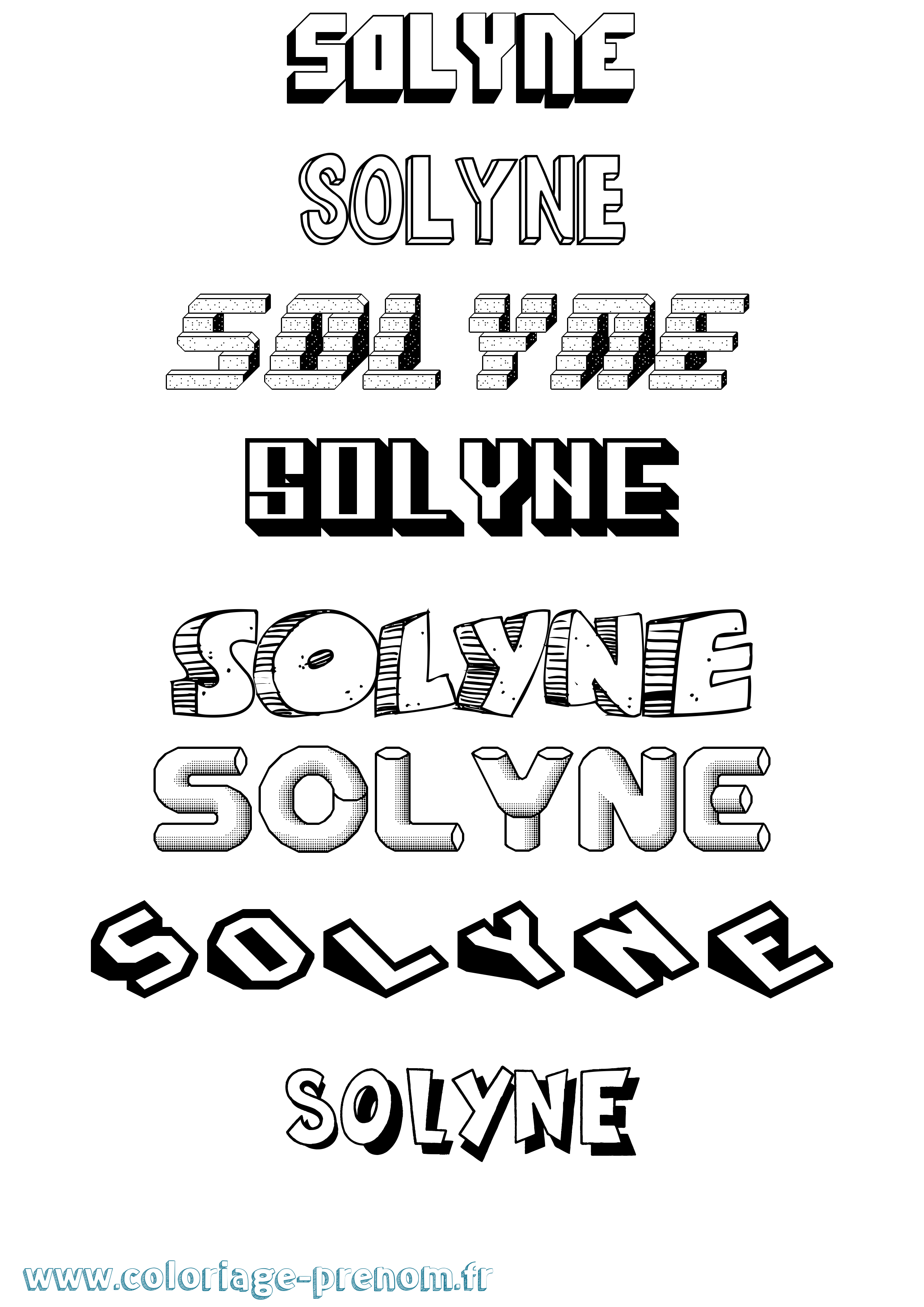 Coloriage Solyne Effet 3D Coloriage prénom Solyne Effet 3D