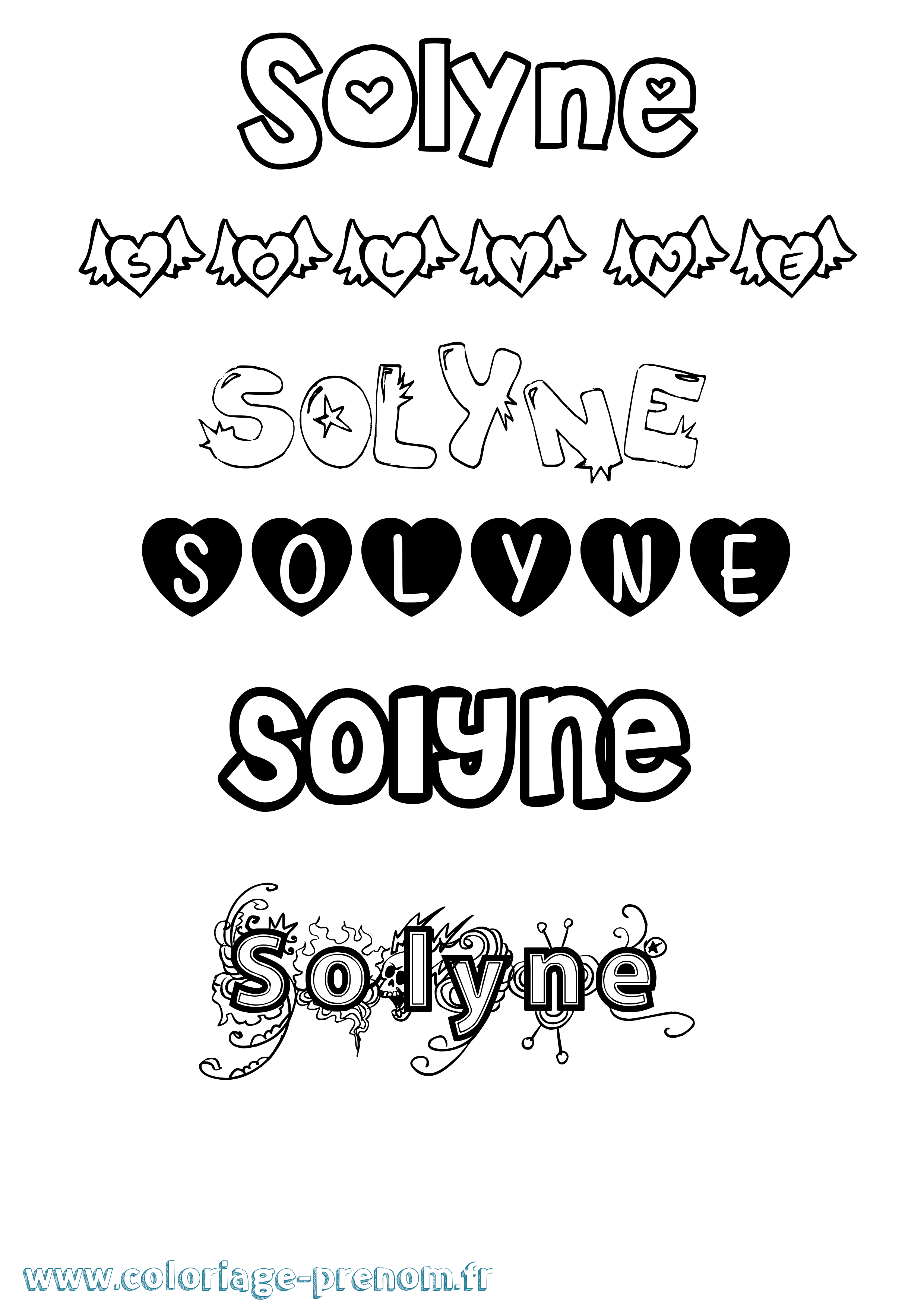 Coloriage Solyne Girly Coloriage prénom Solyne Girly