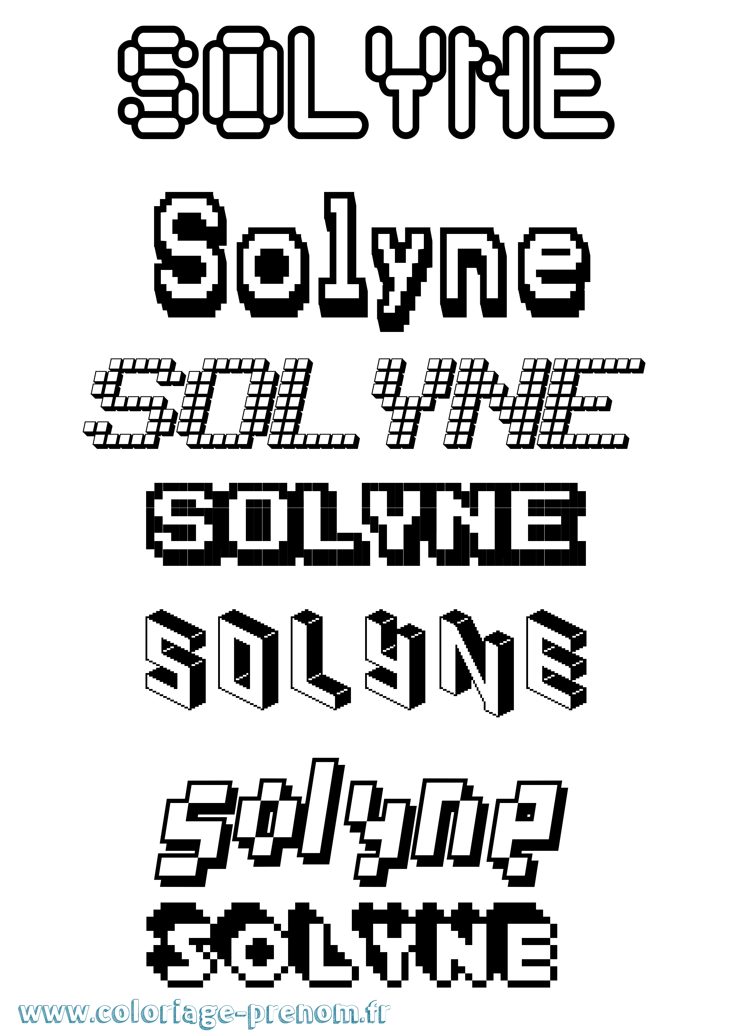 Coloriage Solyne Pixel Coloriage prénom Solyne Pixel