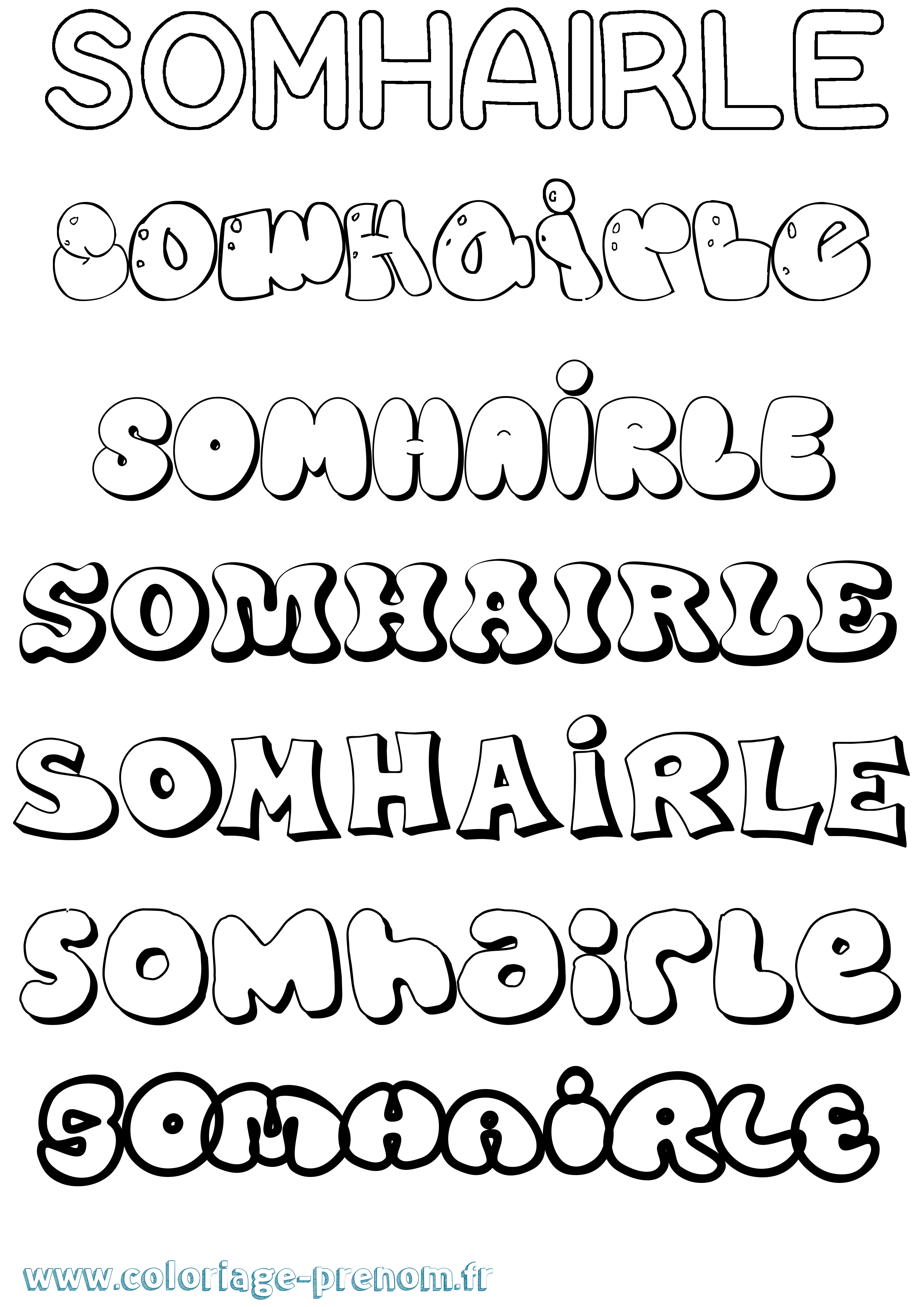 Coloriage Somhairle Bubble Coloriage prénom Somhairle Bubble