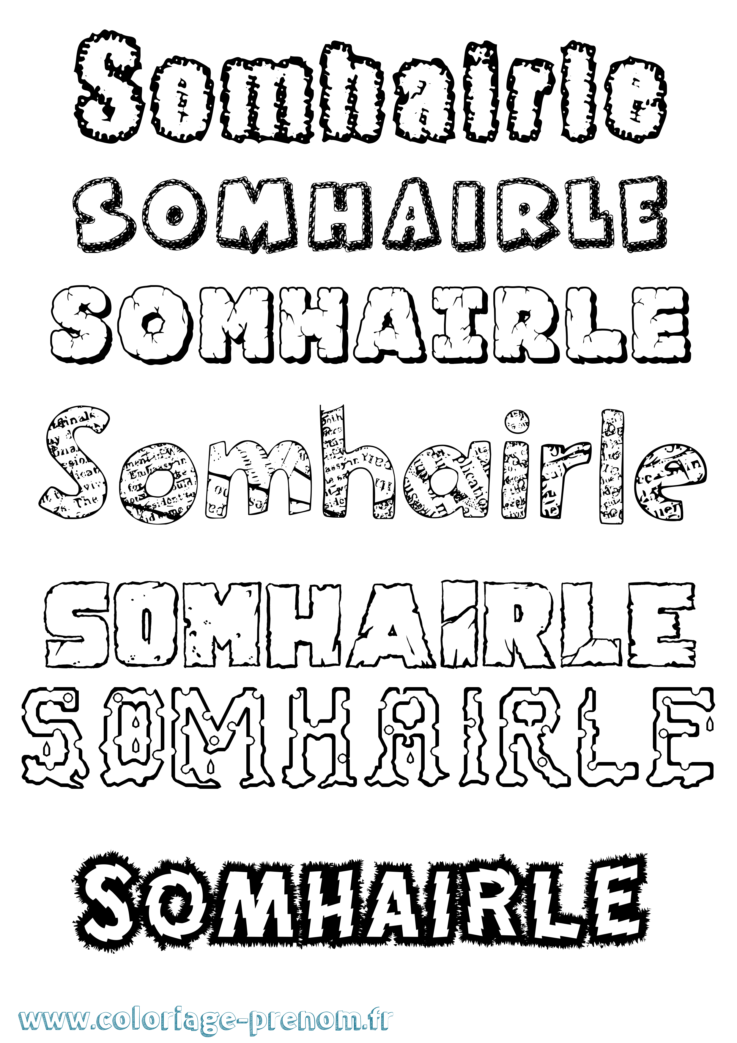 Coloriage Somhairle Destructuré Coloriage prénom Somhairle Destructuré