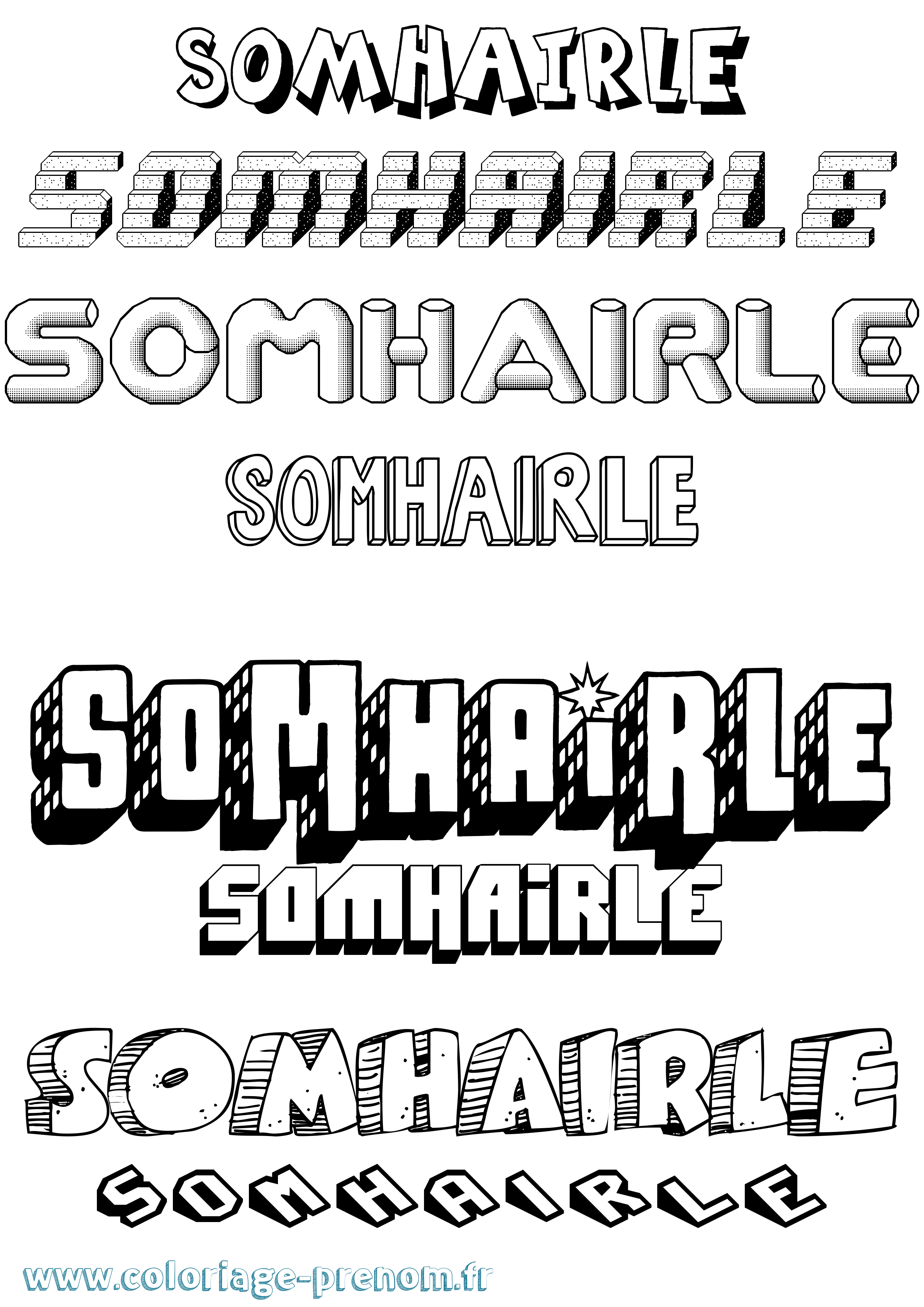 Coloriage Somhairle Effet 3D Coloriage prénom Somhairle Effet 3D