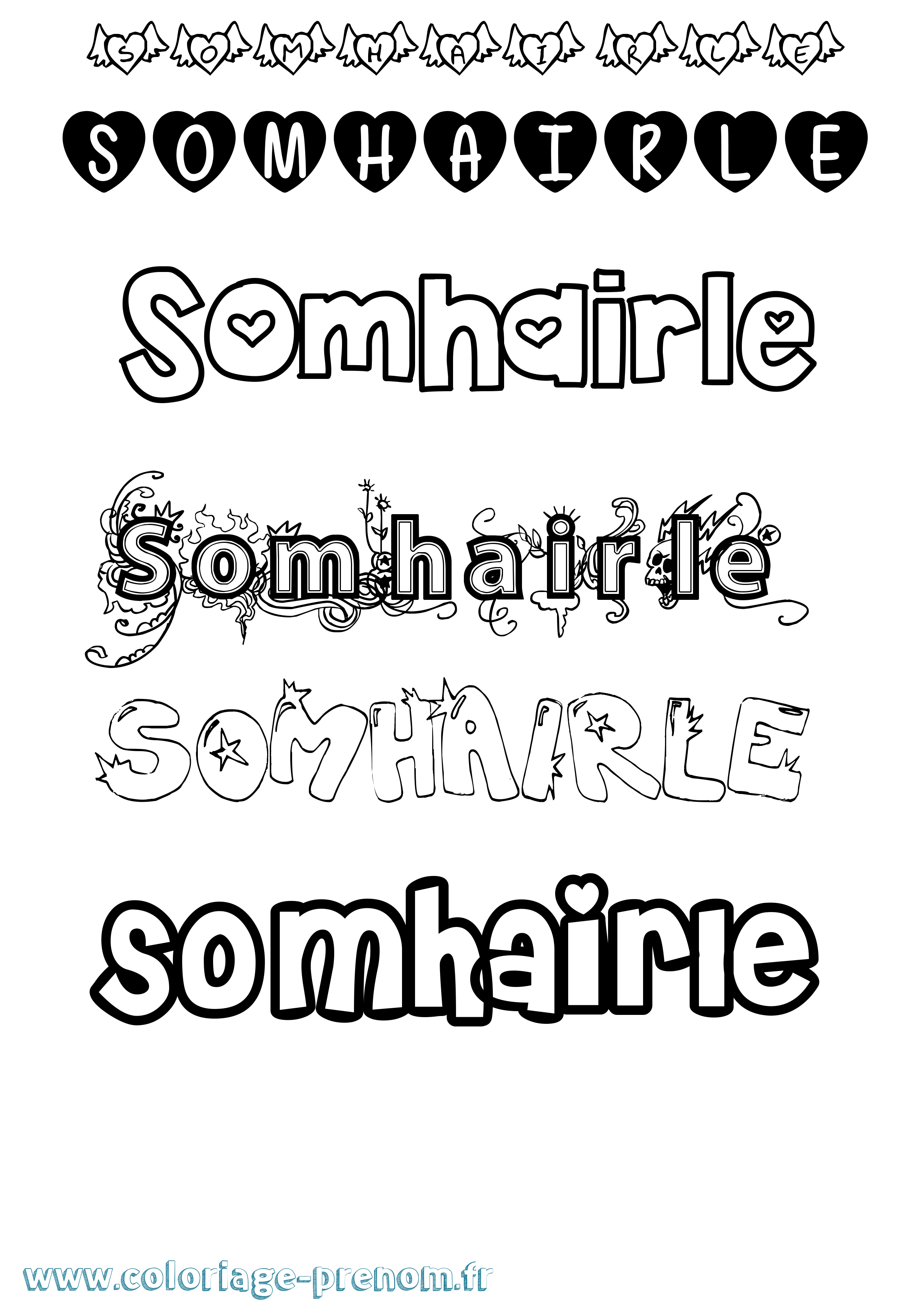 Coloriage Somhairle Girly Coloriage prénom Somhairle Girly