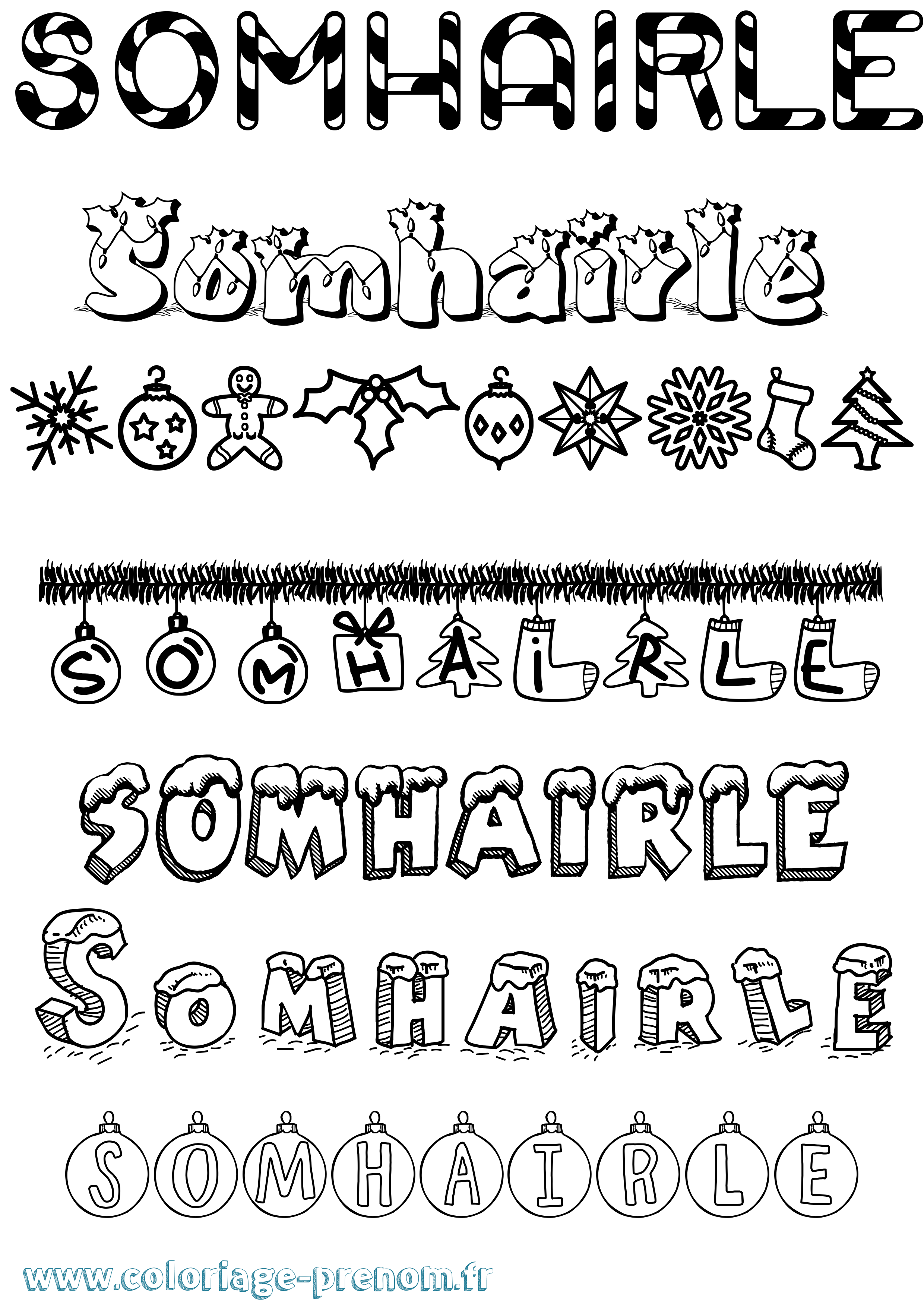 Coloriage Somhairle Noël Coloriage prénom Somhairle Noël
