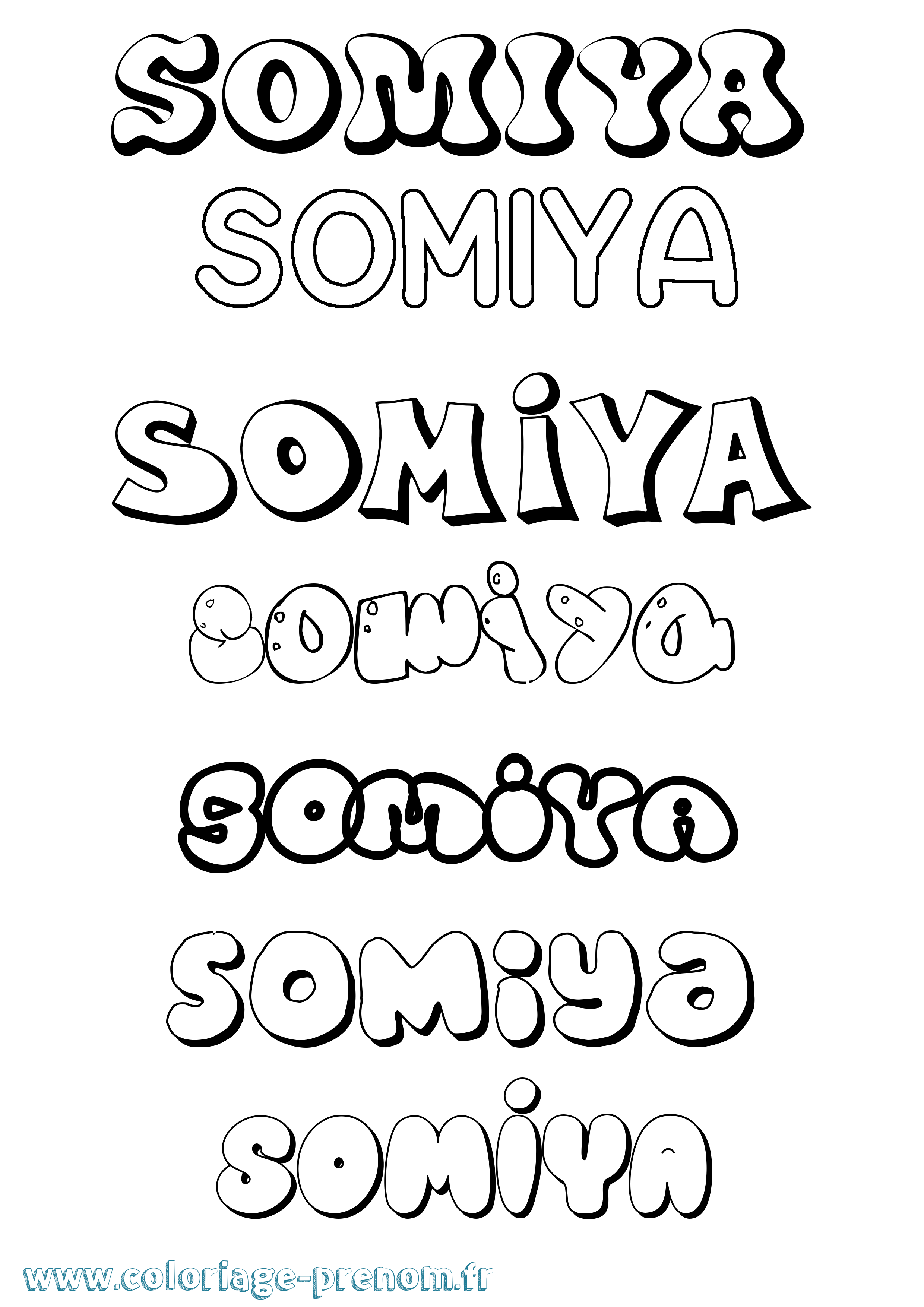 Coloriage Somiya Bubble Coloriage prénom Somiya Bubble