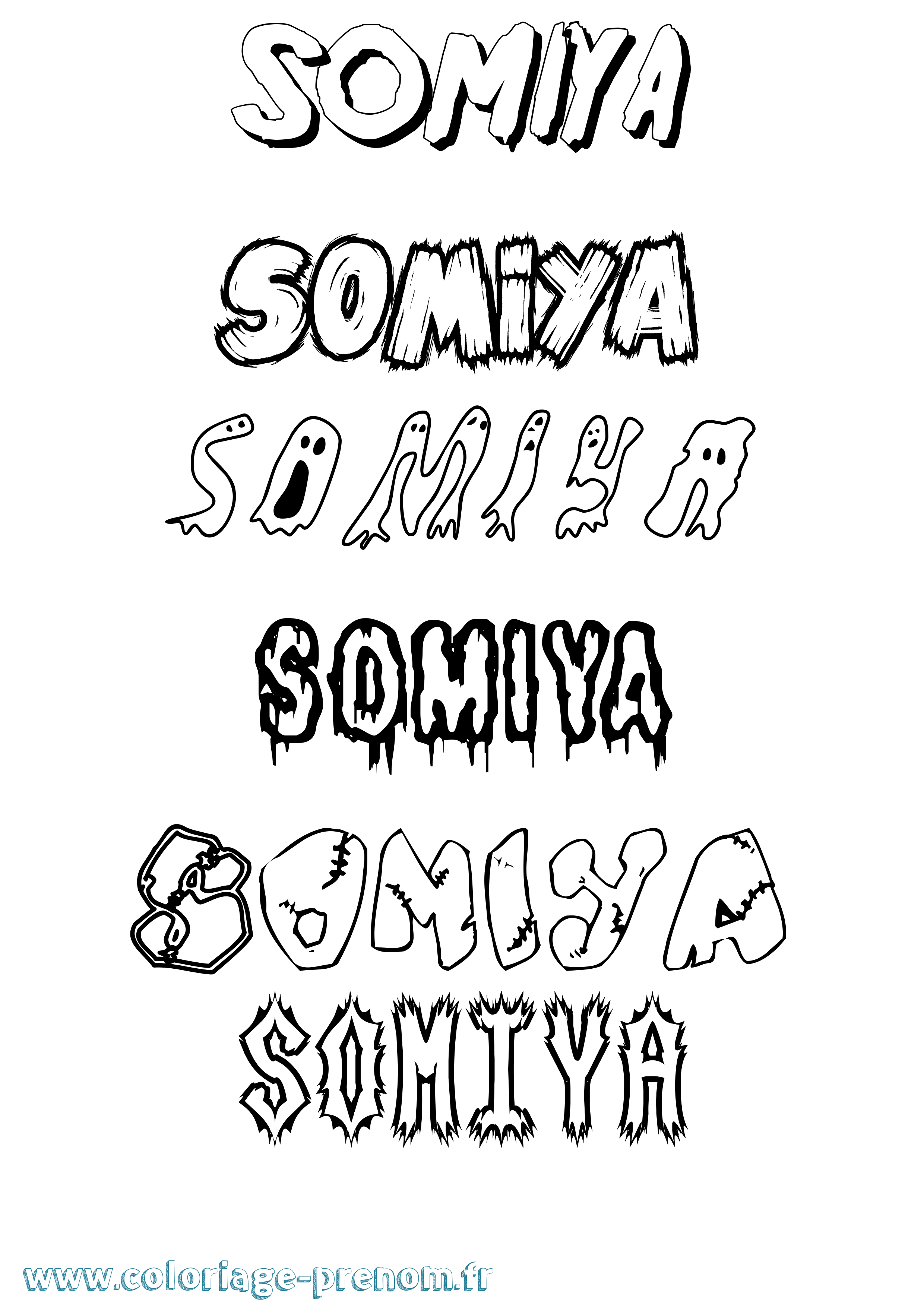 Coloriage Somiya Frisson Coloriage prénom Somiya Frisson