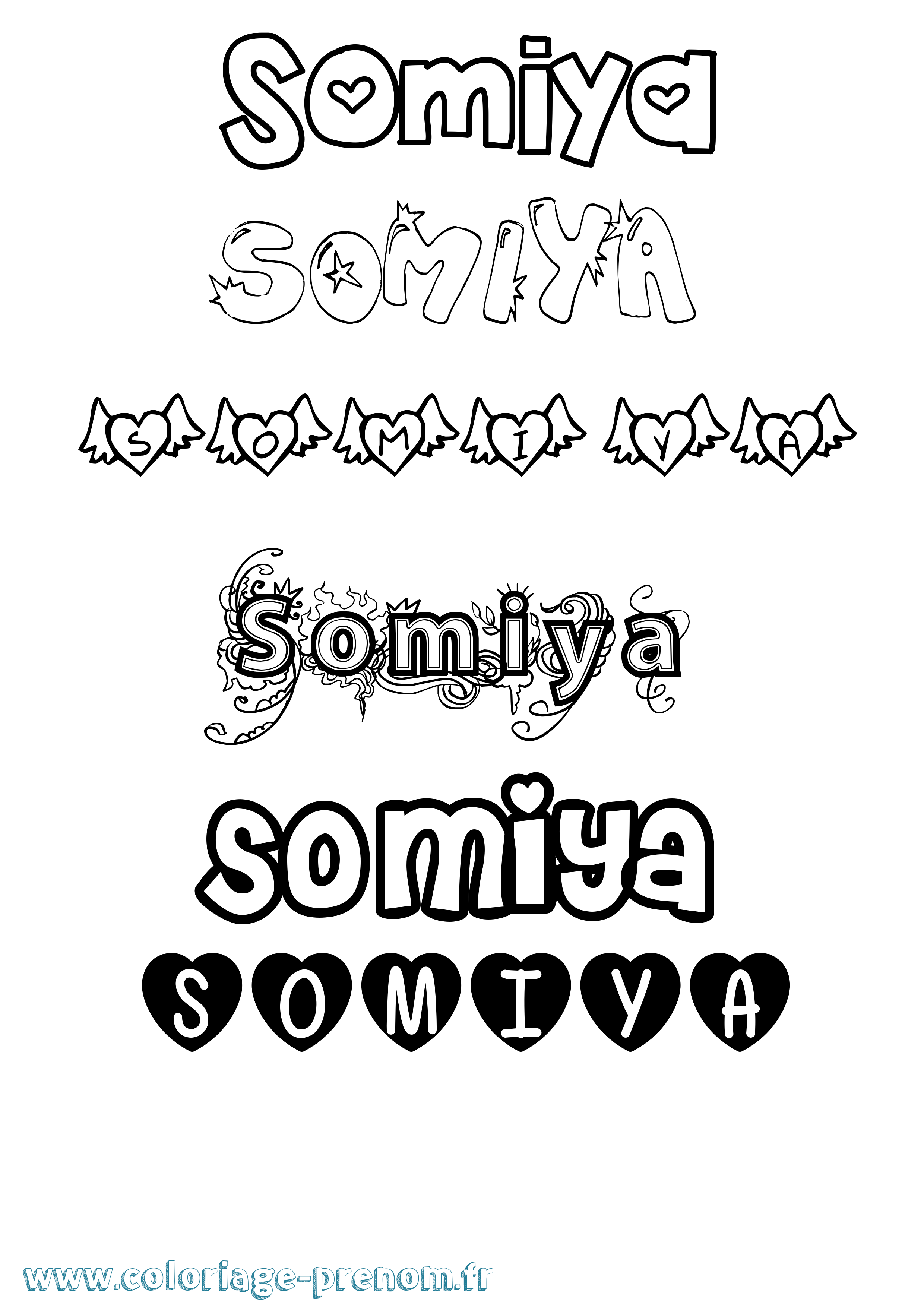 Coloriage Somiya Girly Coloriage prénom Somiya Girly