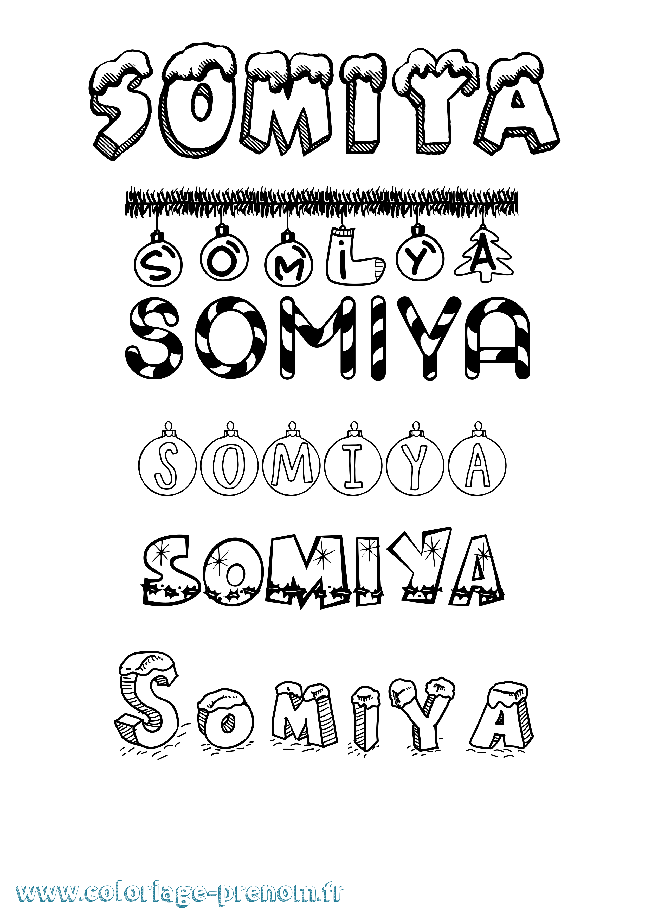 Coloriage Somiya Noël Coloriage prénom Somiya Noël
