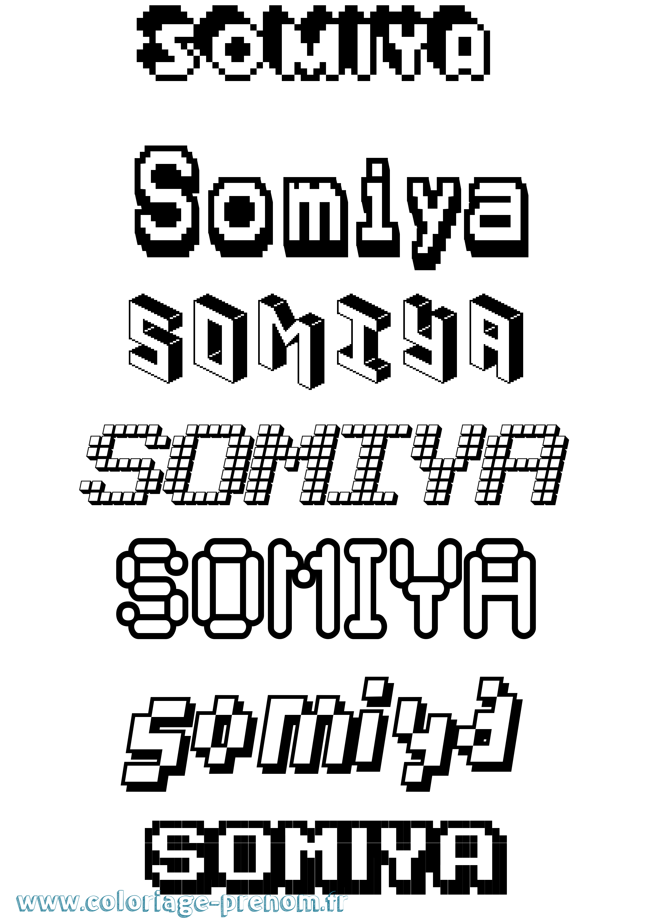 Coloriage Somiya Pixel Coloriage prénom Somiya Pixel