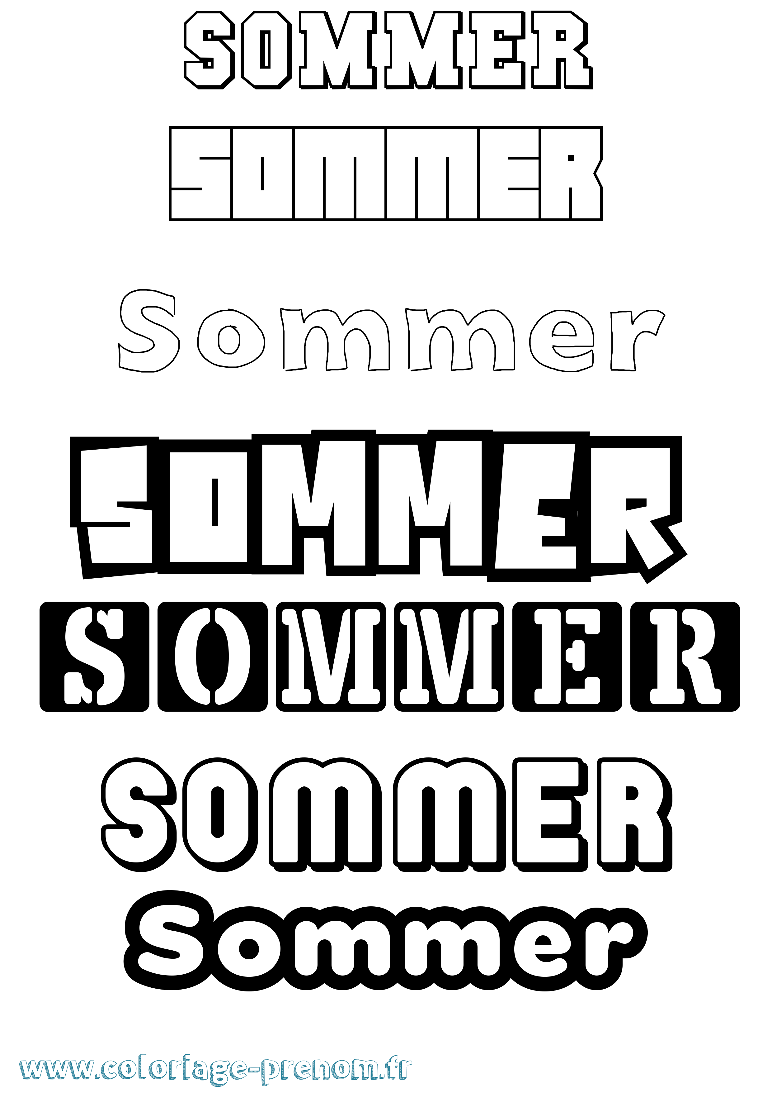 Coloriage Sommer Simple Coloriage prénom Sommer Simple
