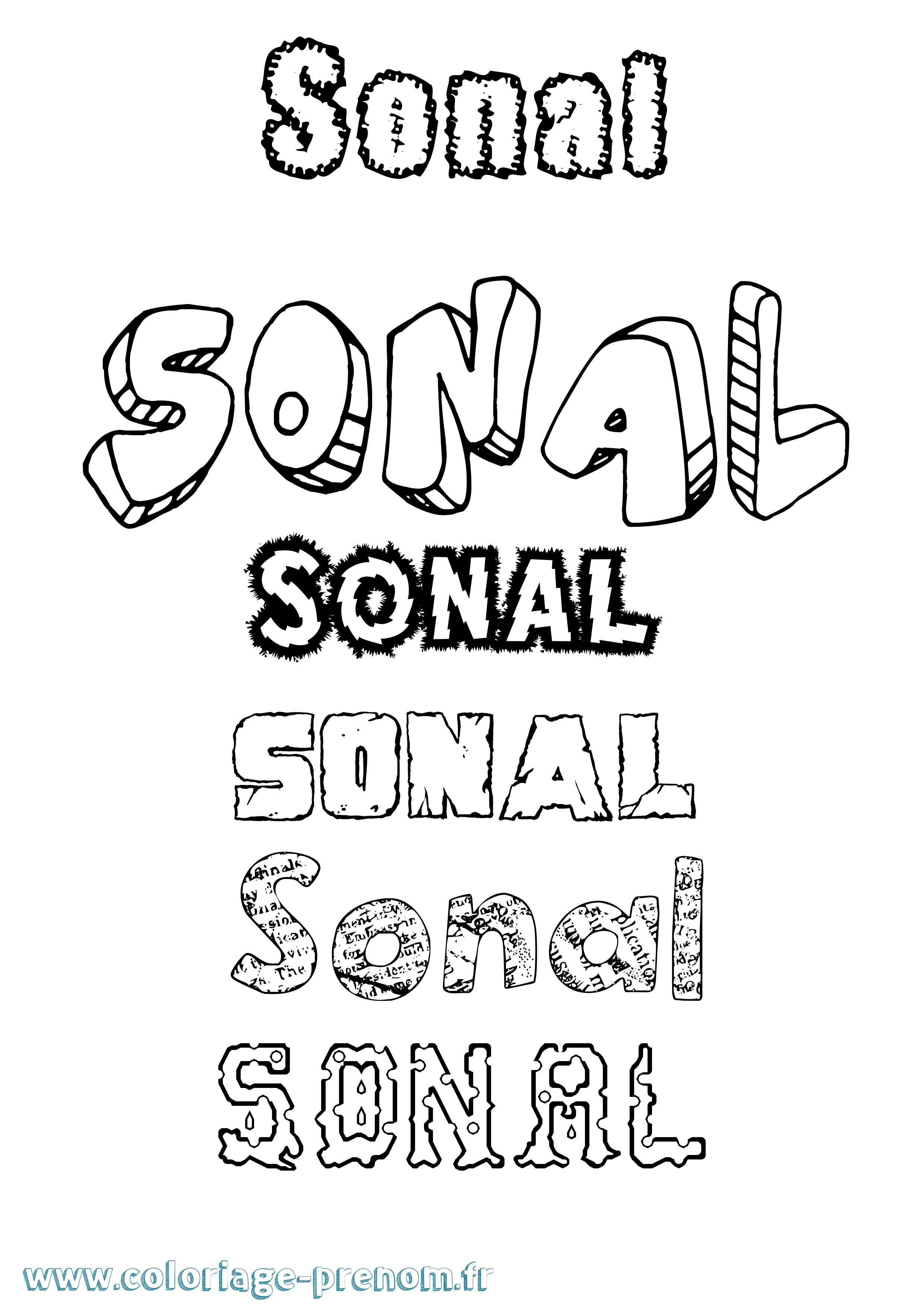 Coloriage Sonal Destructuré Coloriage prénom Sonal Destructuré